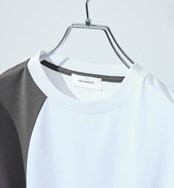 ABAHOUSE「ウズマキ バイカラー 半袖Tシャツ / オーバーサイズ」|Tシャツ・カットソー|
