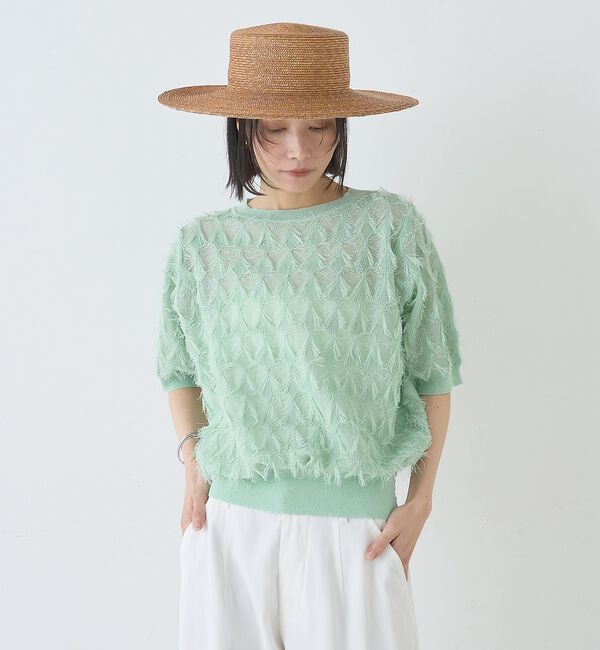 Rouge vif「ドットシアーフリンジニット」|ニット・セーター|