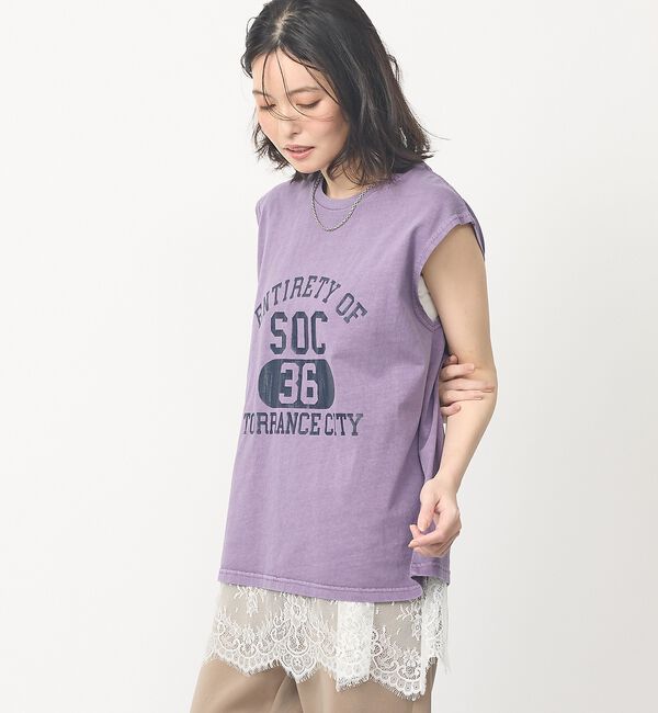 abahouse mavie「【ヴィンテージ風】ピグメントロゴノースリーブ【予約】」|Tシャツ・カットソー|