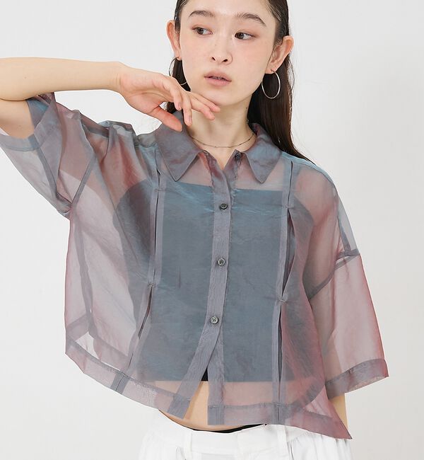 NOMINE「ハーフスリーブ シアー シャツ」|シャツ・ブラウス|