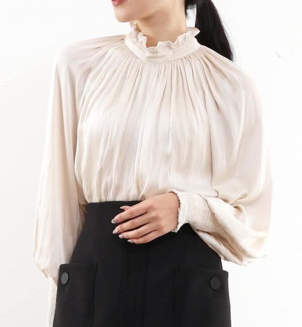 TIARA「【定番】2wayフリルネックギャザーブラウス」|シャツ・ブラウス|