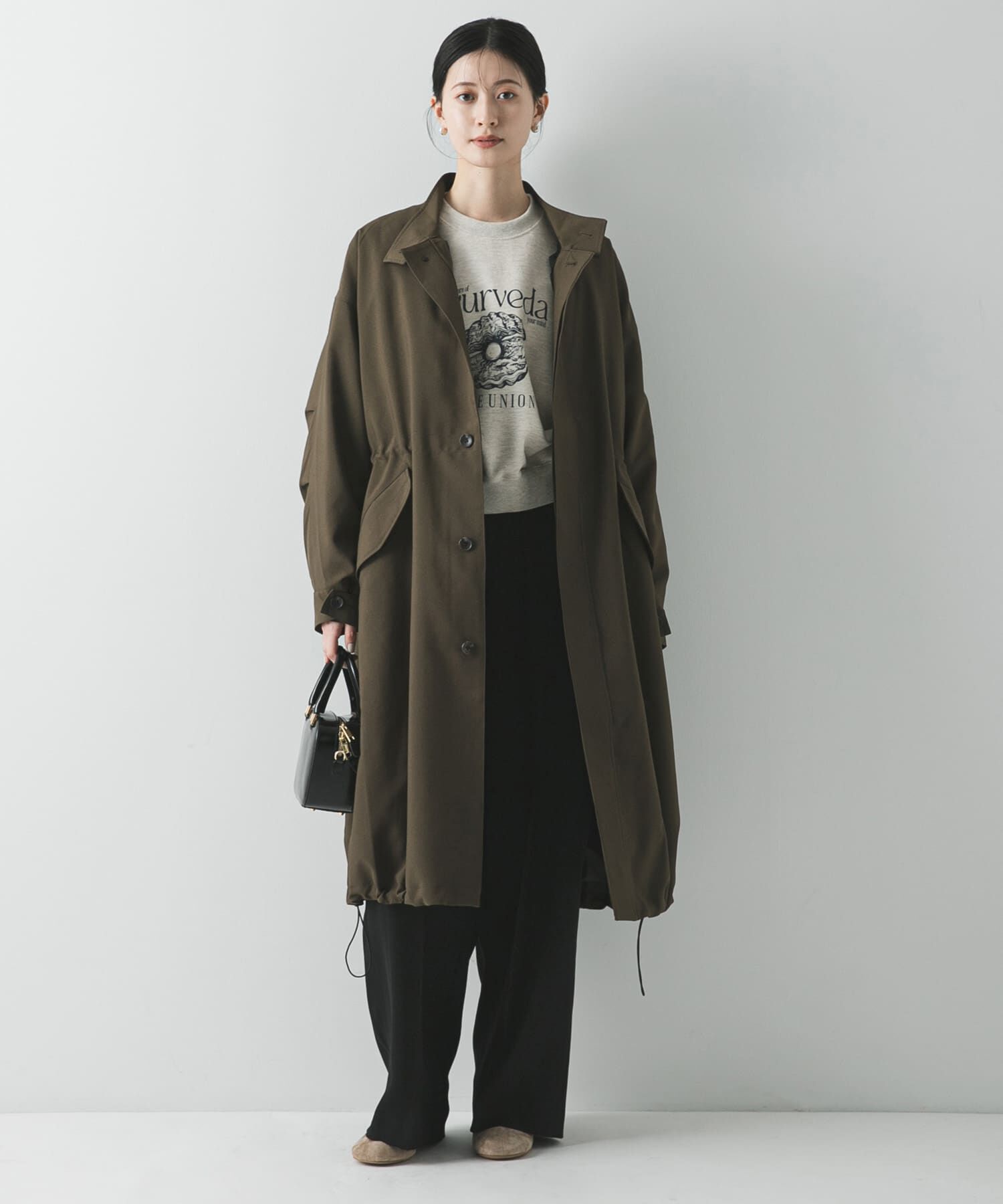 URBAN RESEARCH「『WEB限定』インナーダウン付スタンドカラーロングコート」|ノーカラーコート|