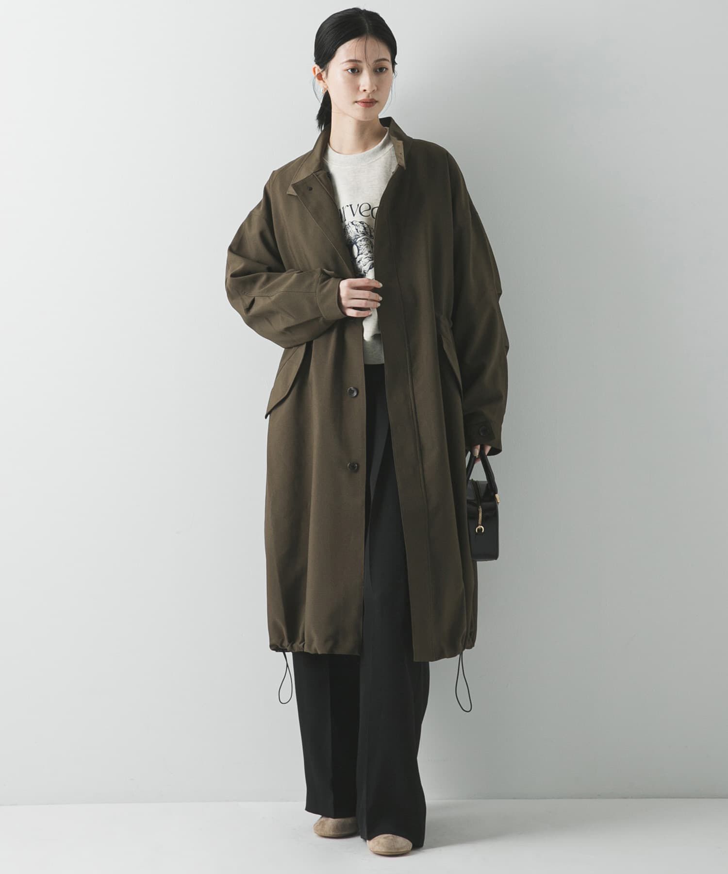 URBAN RESEARCH「『WEB限定』インナーダウン付スタンドカラーロングコート」|ノーカラーコート|