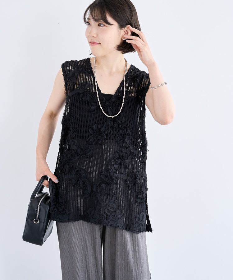 Green Parks「テープ刺繍レースベスト」|ベスト・ジレ|