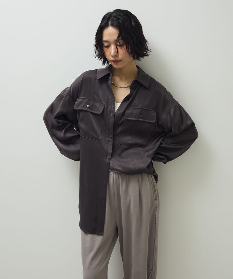 Green Parks「・SUGAR SPOON サテンオーバーシャツ」|シャツ・ブラウス|