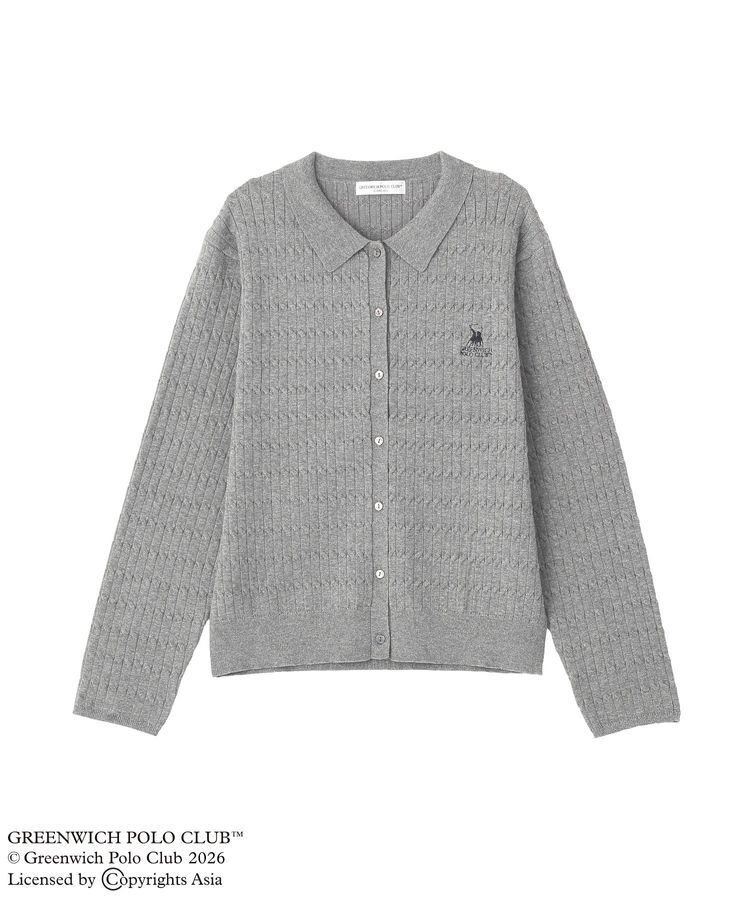 Green Parks「GREENWICH POLO CLUB(TM)ケーブル襟付ニットカーディガン」|カーディガン|Gray