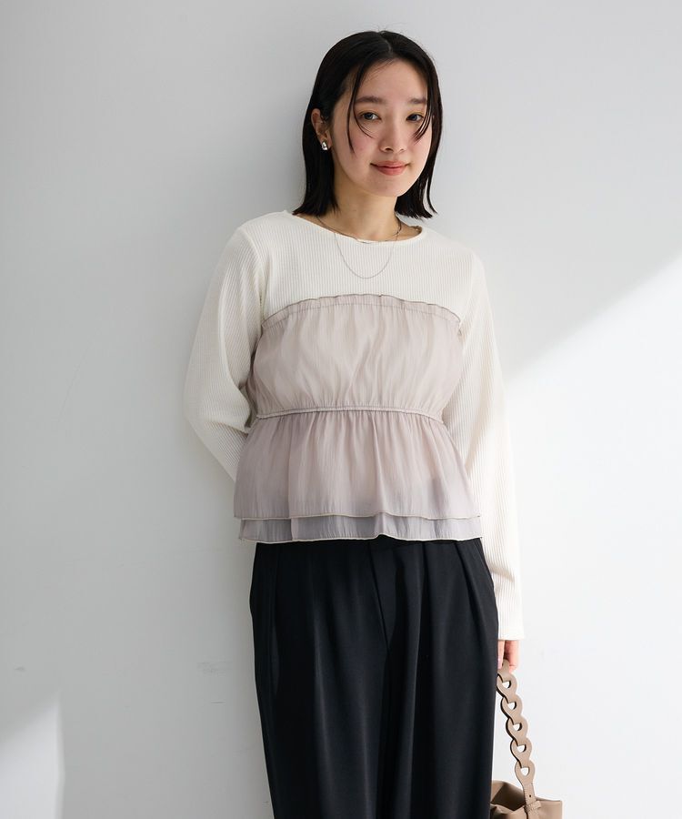 Green Parks「オーガンジービスチェドッキングプルオーバー」|Tシャツ・カットソー|