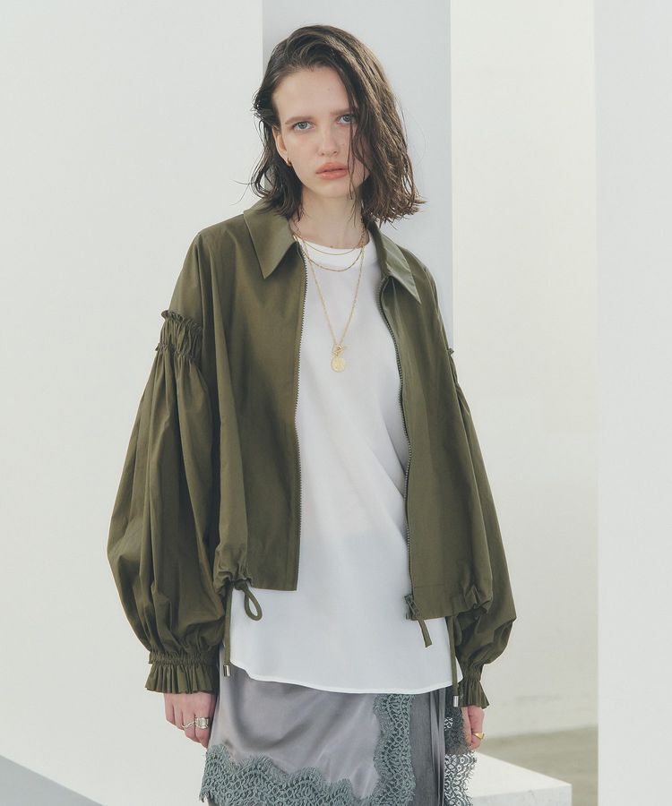 Editt by YECCA VECCA「ボリュームギャザーデザインZIPブルゾン」|ブルゾン・スタジャン|Khaki