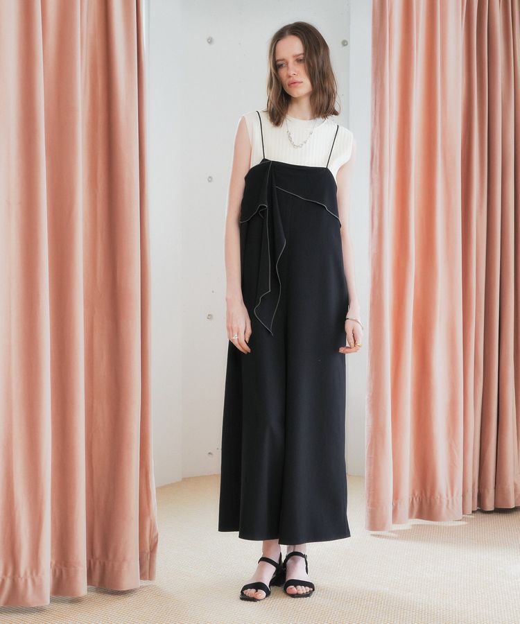 YECCA VECCA「ラッフルキャミオールインワン」|オールインワン|Black