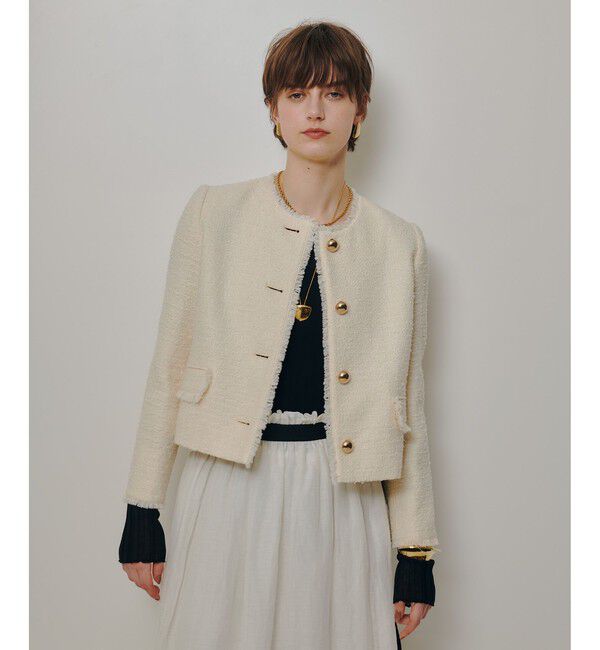 allureville「ツイードノーカラージャケット」|ノーカラージャケット|