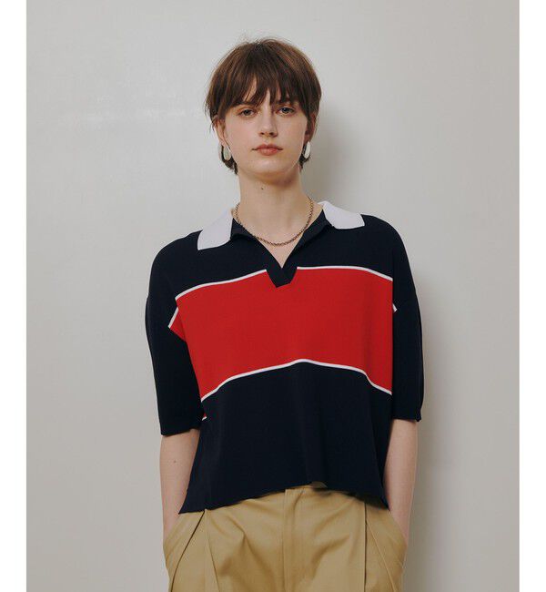 allureville「ボーダーポロ プルオーバー」|ニット・セーター|