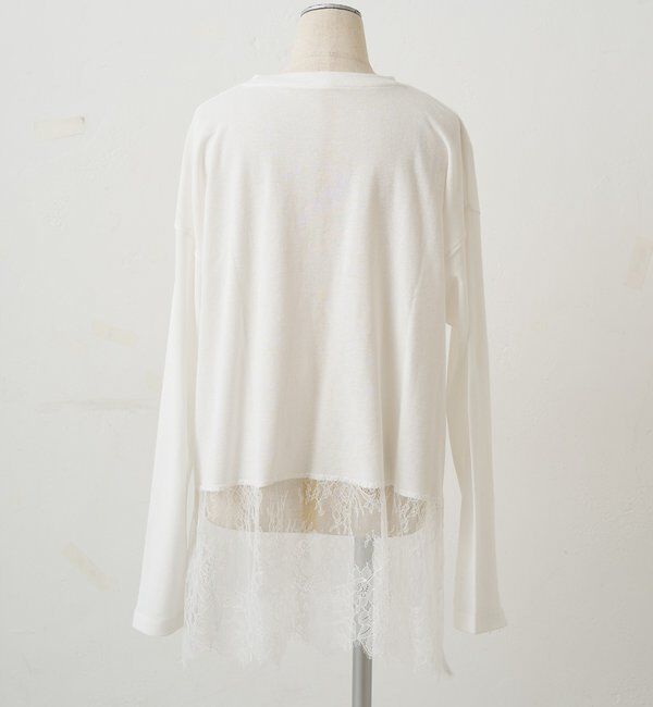  「レースヘムシアーワッフルカットソー」|プルオーバー|