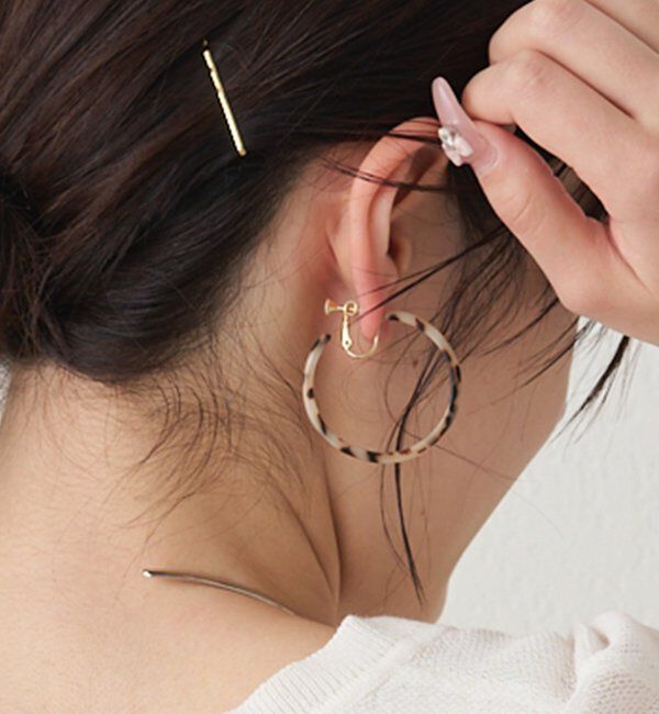  「べっ甲カラー フープ イヤリング」|ネックレス|