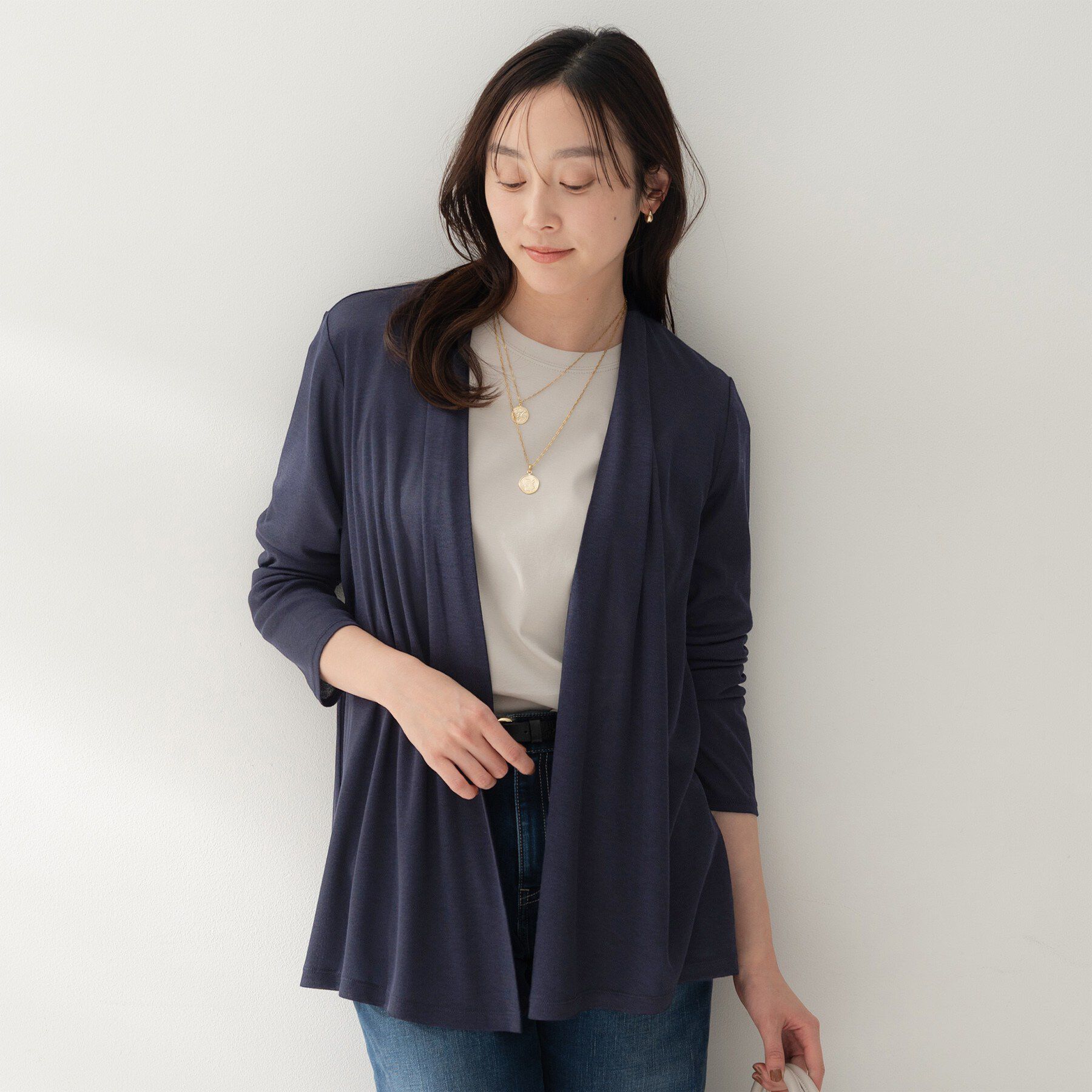 UNTITLED「フライスジャージカーディガン」|カーディガン|ネイビー(094)