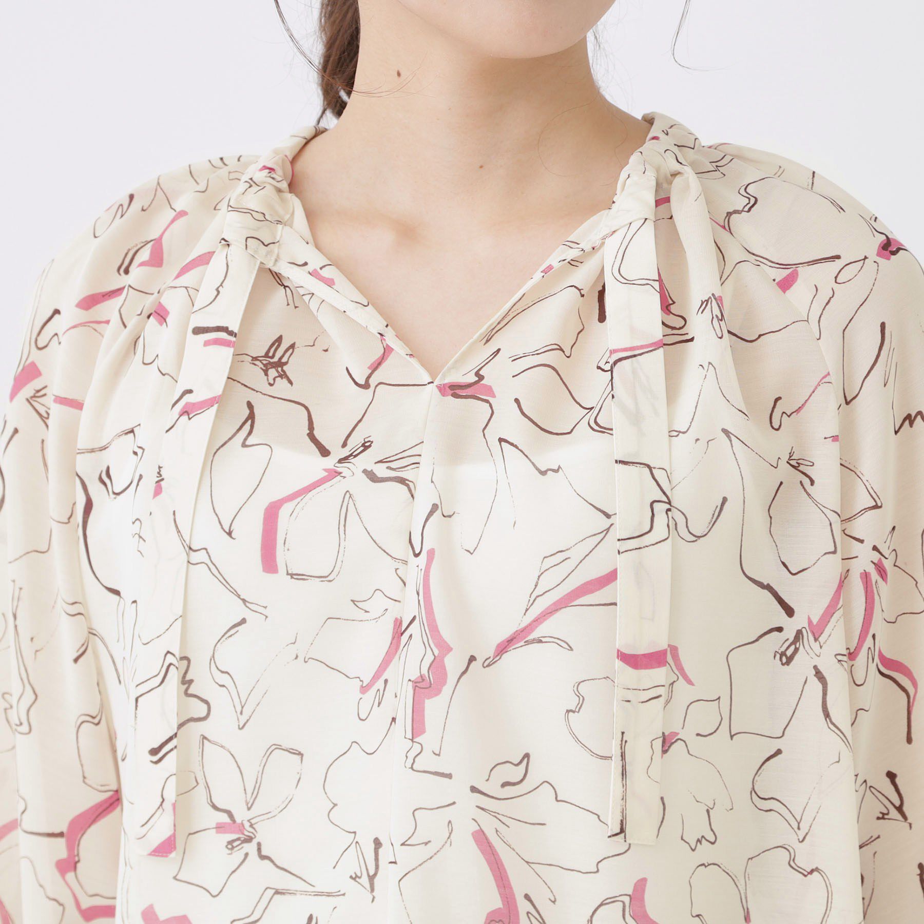 COUP DE CHANCE「【手洗い可/通勤服】シアーローン花柄ブラウス」|シャツ・ブラウス|