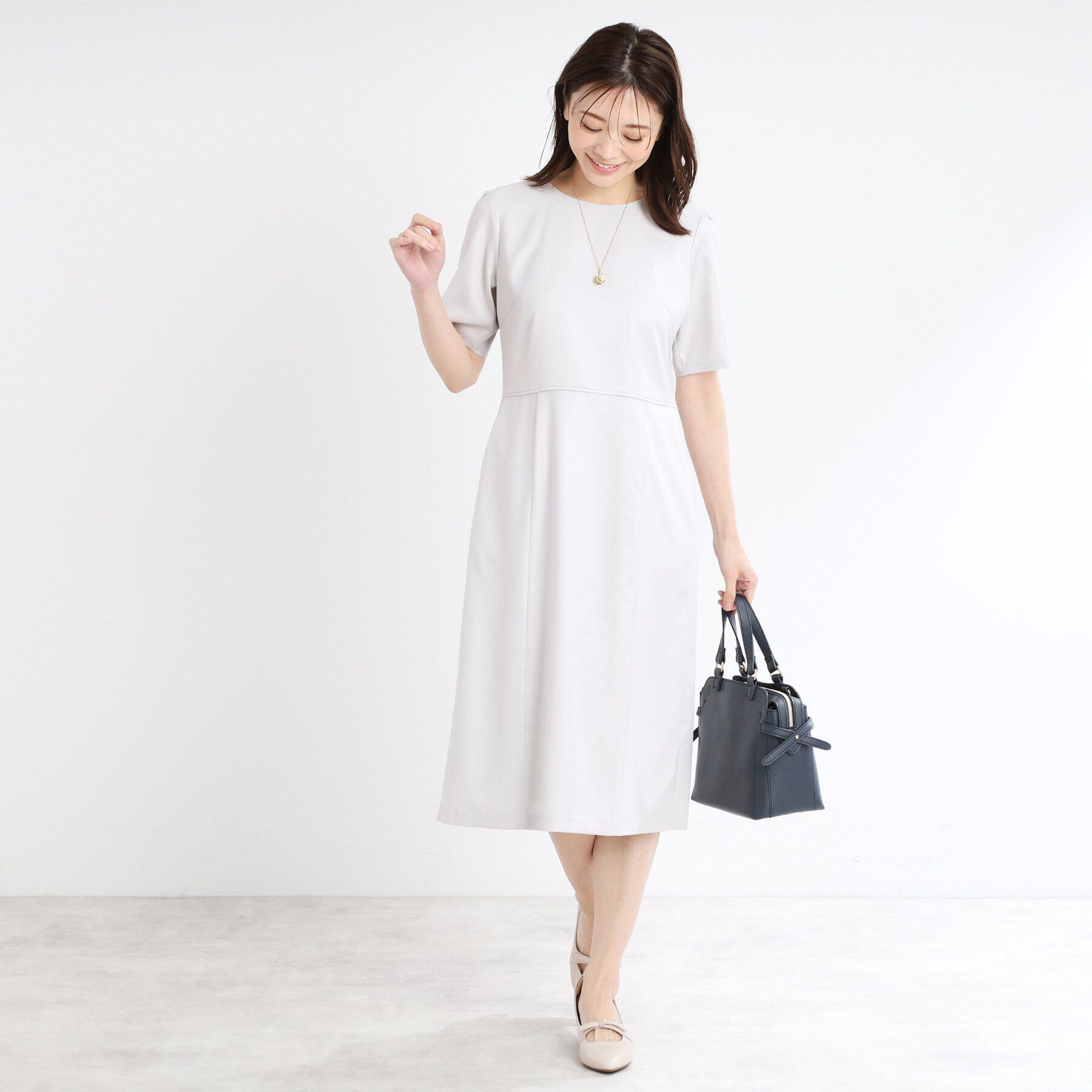 Reflect「【夏SALE／UVカット／洗える／セットアップ可】ドライタッチ五分袖ワンピース」|ワンピース|