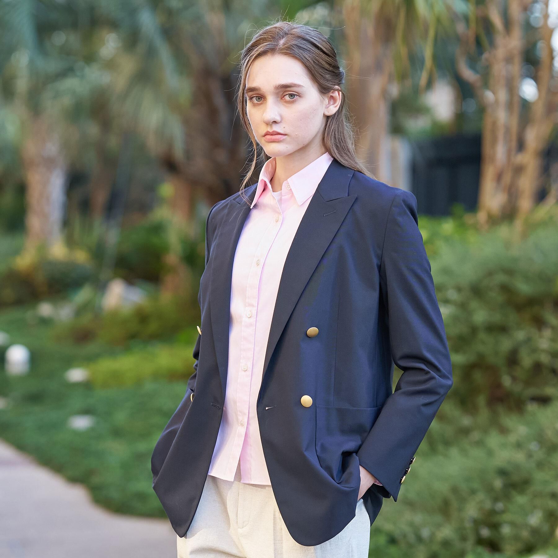 DRESSTERIOR「コンフォート ダブルブレザー」|テーラードジャケット|ネイビー(094)