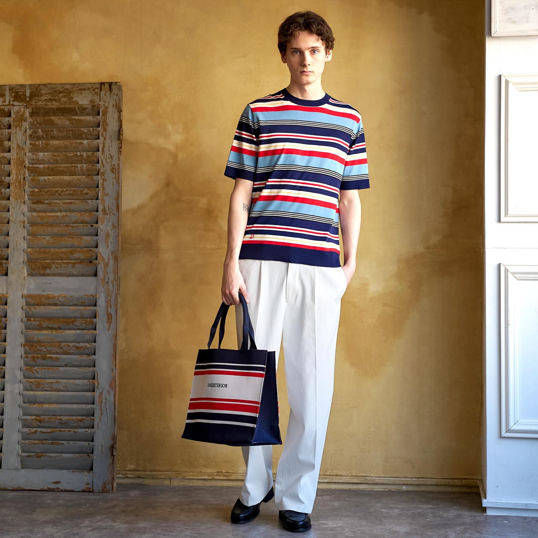 DRESSTERIOR「【ウォッシャブル】コットンシルク マルチボーダーニット」|ニット・セーター|