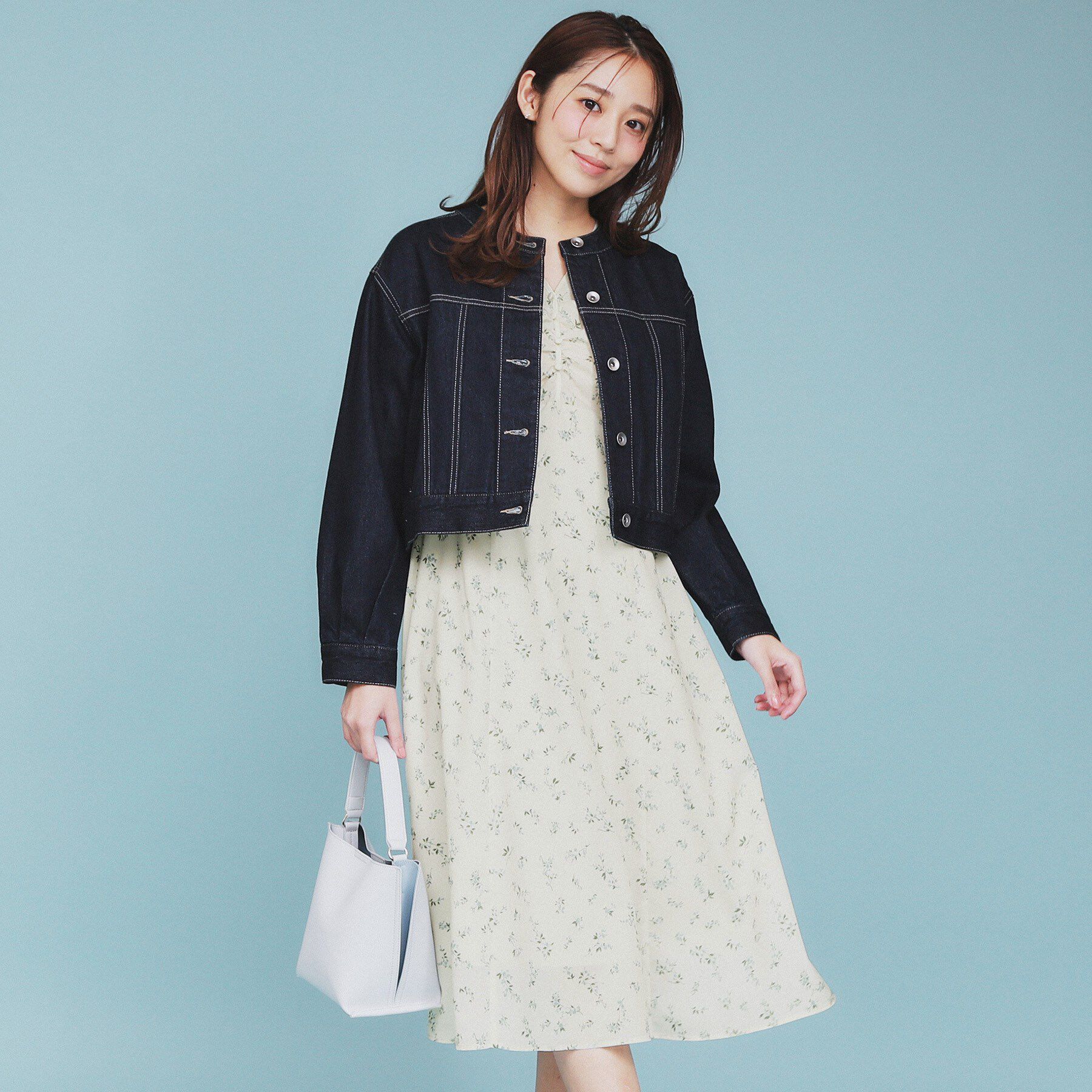 index「フラワーVネックフレアワンピース【洗濯機洗い可/イージーアイロン】」|ワンピース|