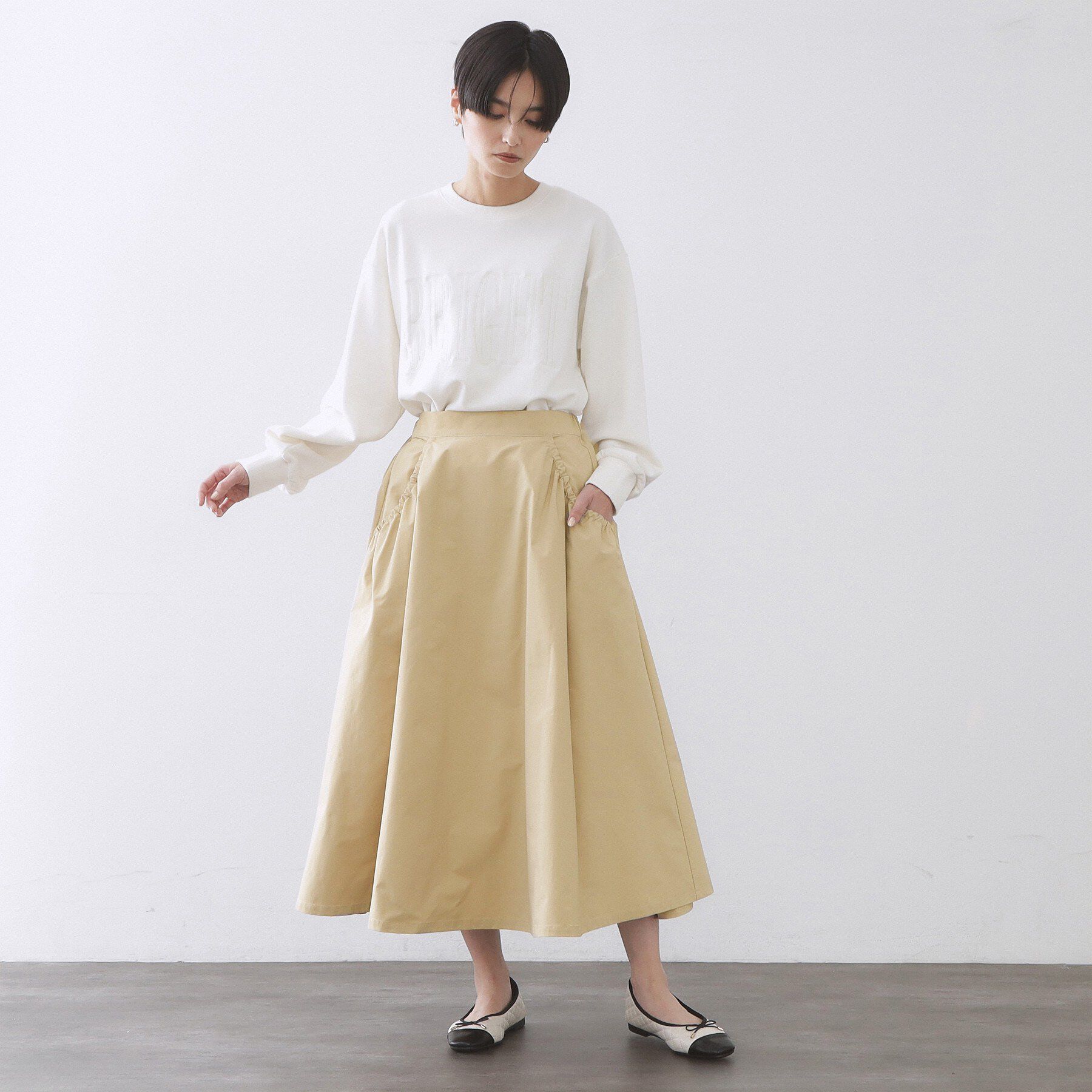 OPAQUE.CLIP「ポケットデザインフレアスカート【洗濯機OK】」|スカート|