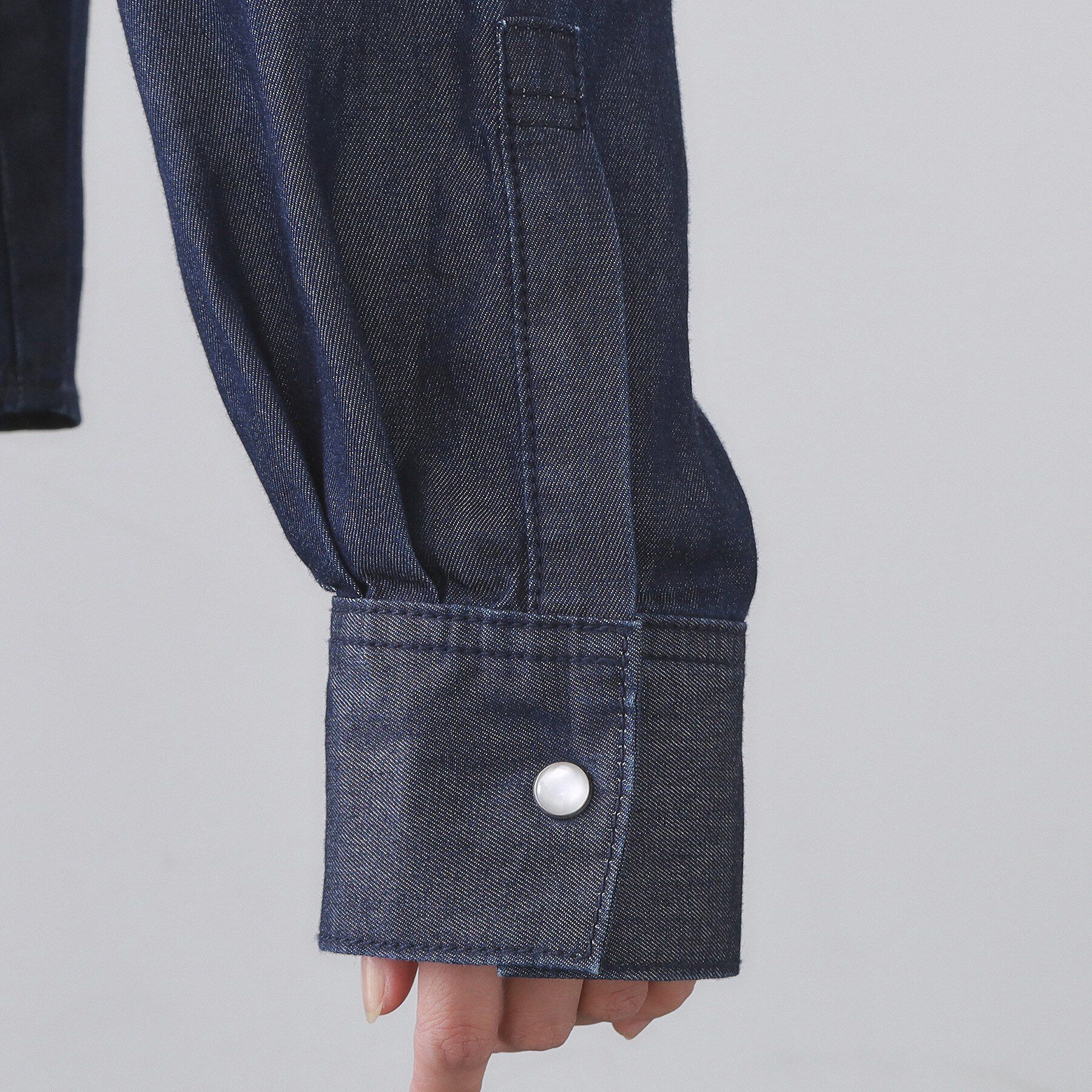 OPAQUE.CLIP「セルロース混デニムボウタイブラウス【洗濯機OK】」|シャツ・ブラウス|