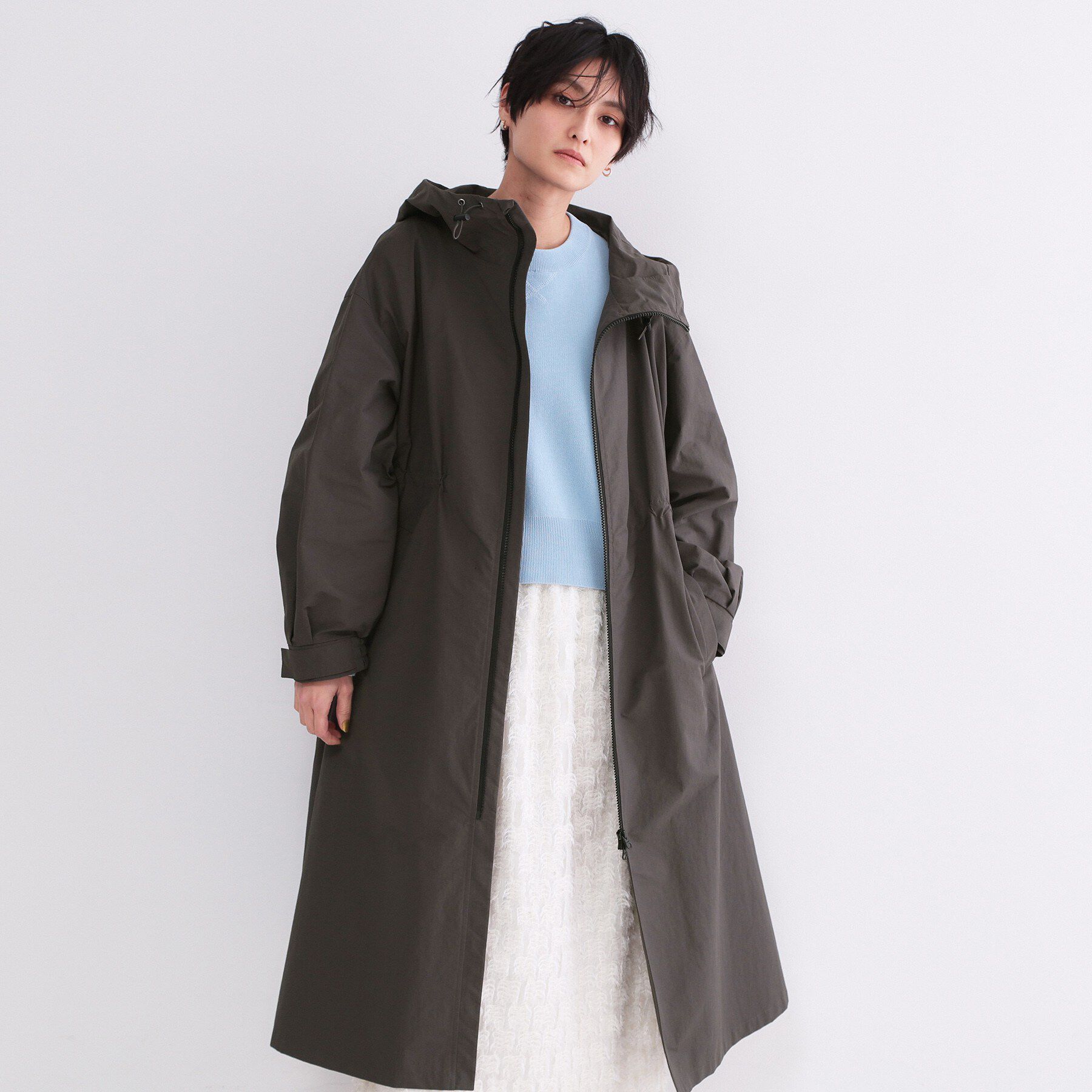 OPAQUE.CLIP「撥水フードZIPロングコート【洗濯機OK】」|その他|