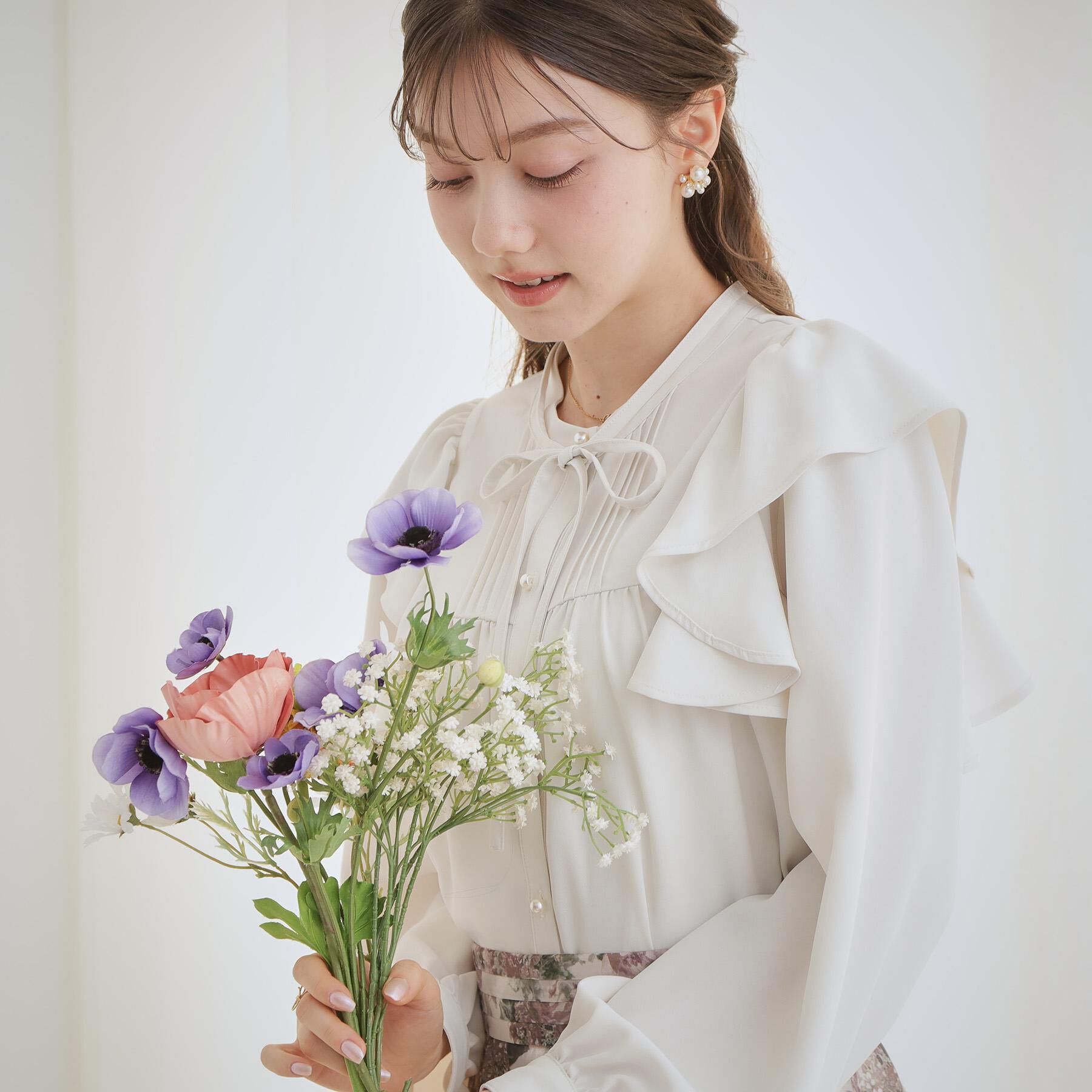 Couture broach「【洗える・リボン取り外し可】フリルジョーゼットブラウス」|シャツ・ブラウス|