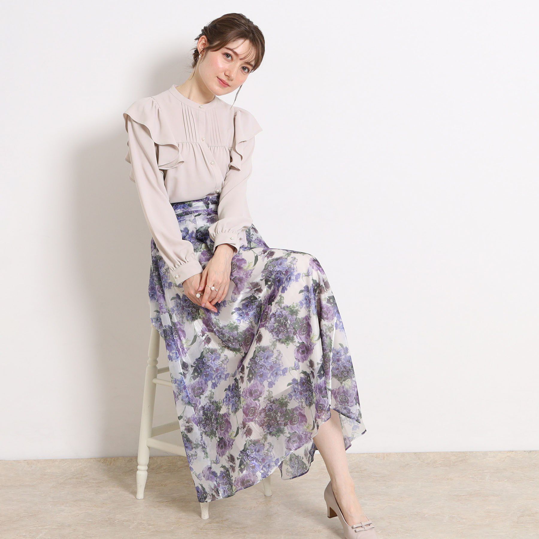 Couture broach「【洗える・リボン取り外し可】フリルジョーゼットブラウス」|シャツ・ブラウス|