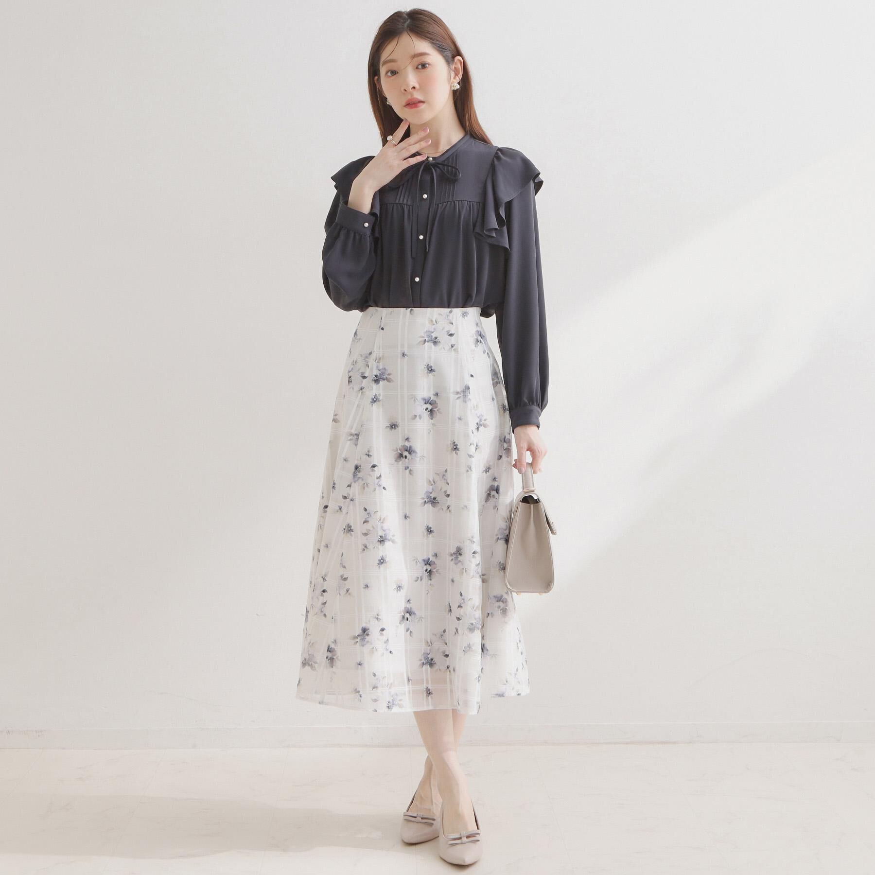 Couture broach「【洗える・リボン取り外し可】フリルジョーゼットブラウス」|シャツ・ブラウス|