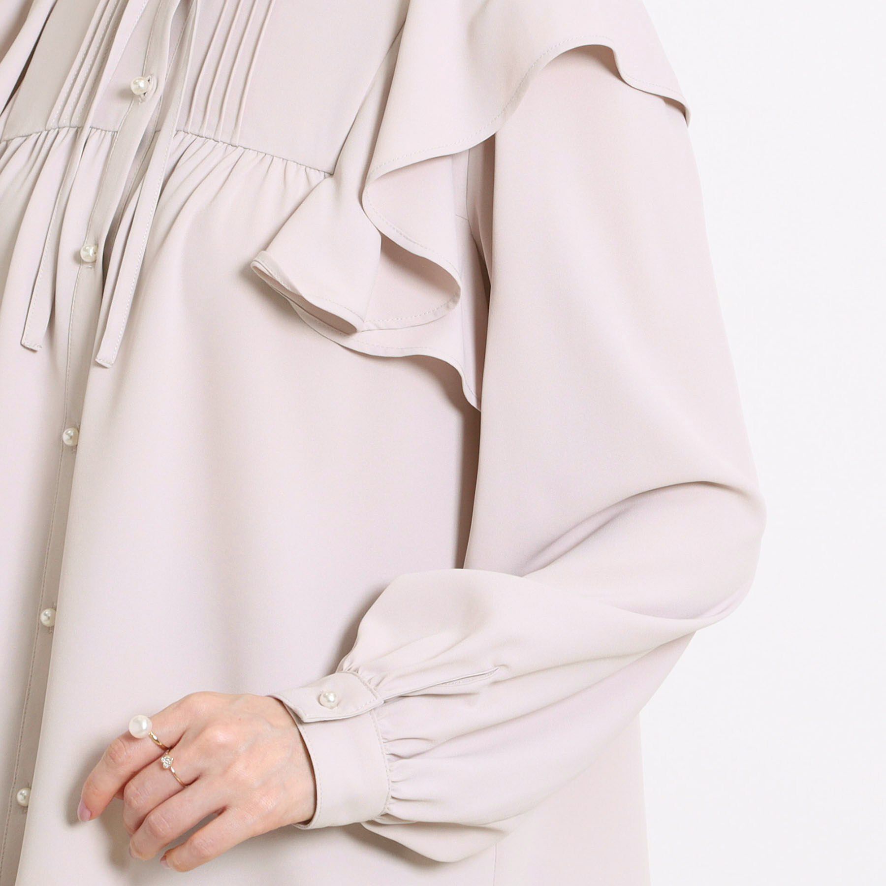 Couture broach「【洗える・リボン取り外し可】フリルジョーゼットブラウス」|シャツ・ブラウス|