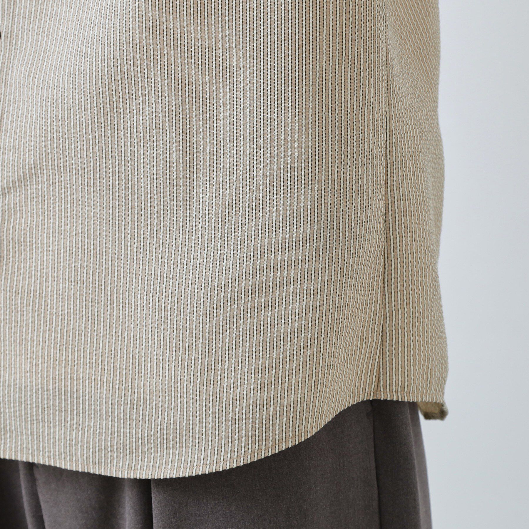 THE SHOP TK「【爽やかで好印象】サッカーストライプシャツ 洗濯機OK」|シャツ・ブラウス|