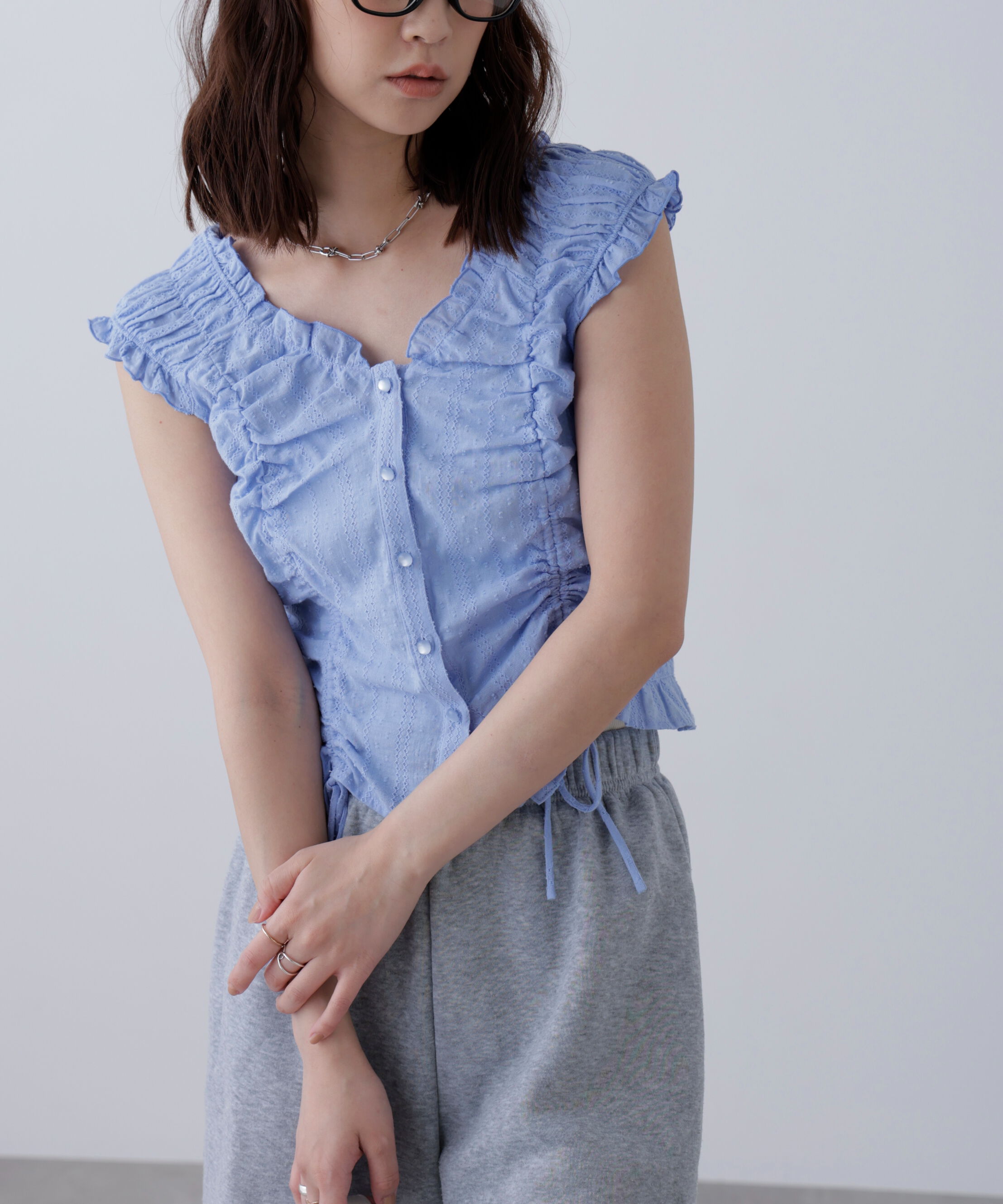  「ドロストリボンフレンチブラウス」|シャツ・ブラウス|