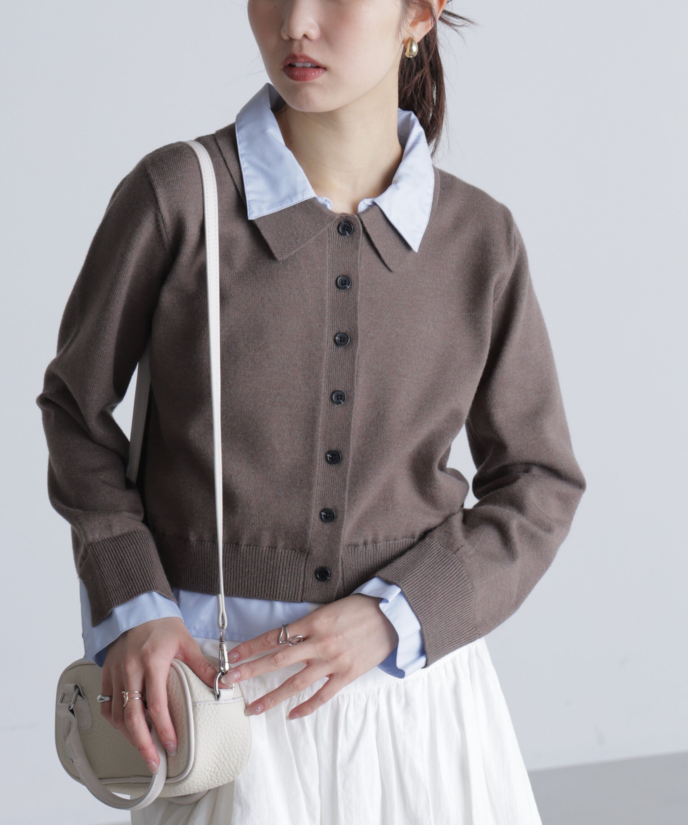  「シャツフェイクレイヤードポロカーディガン」|ニット・セーター|