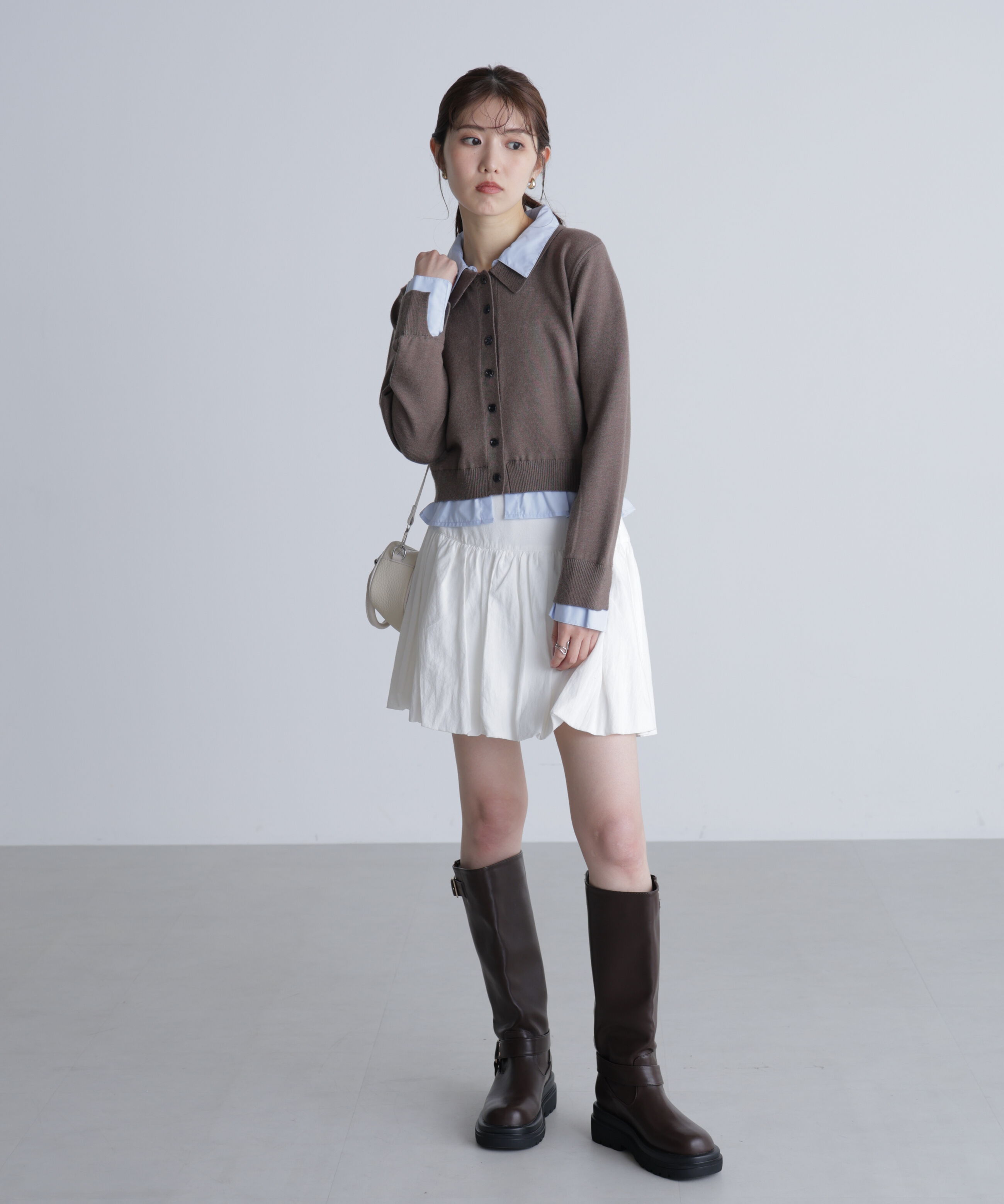  「シャツフェイクレイヤードポロカーディガン」|ニット・セーター|