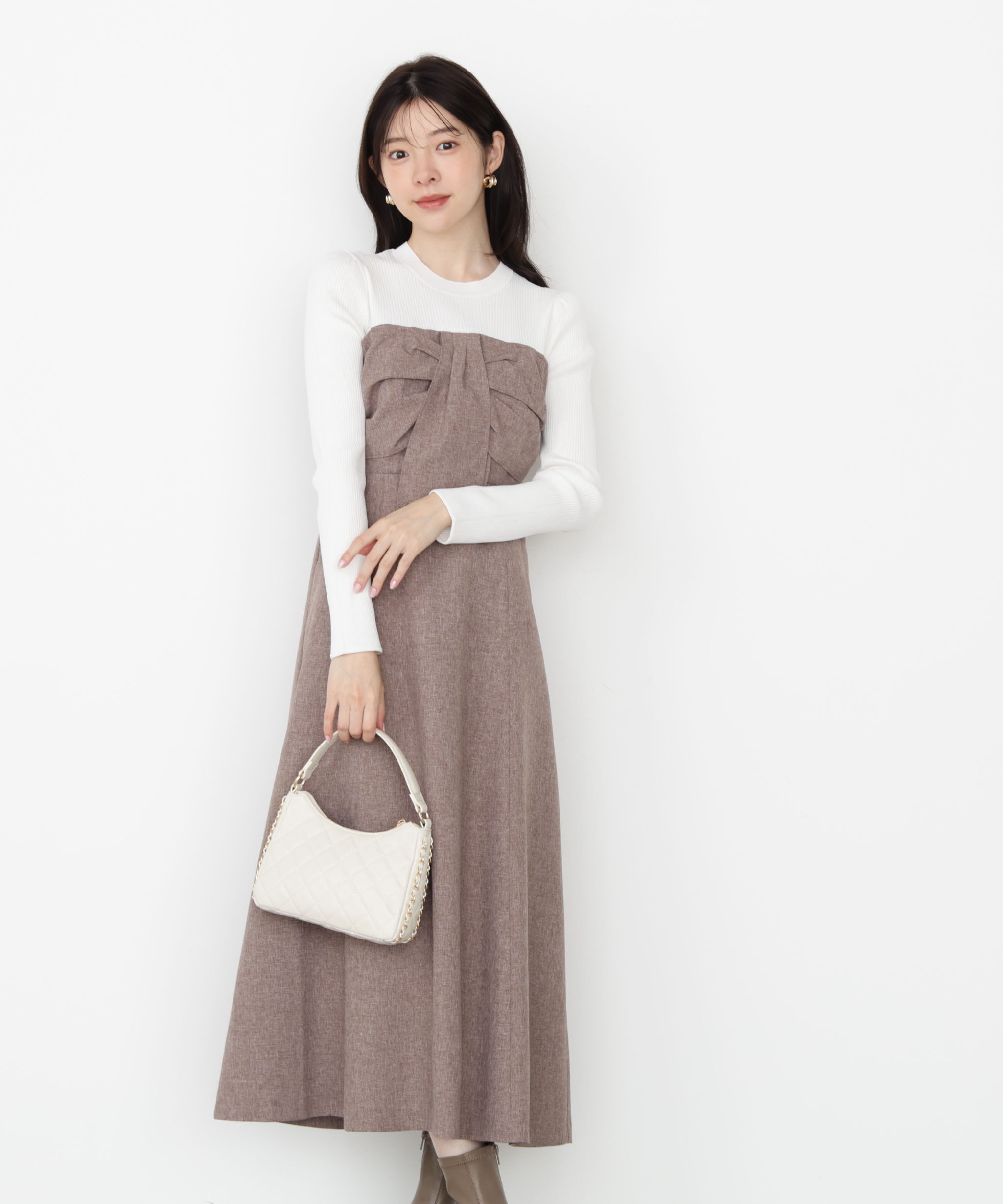 PROPORTION BODY DRESSING「フロントリボンドッキングワンピース 25AW」|ワンピース|