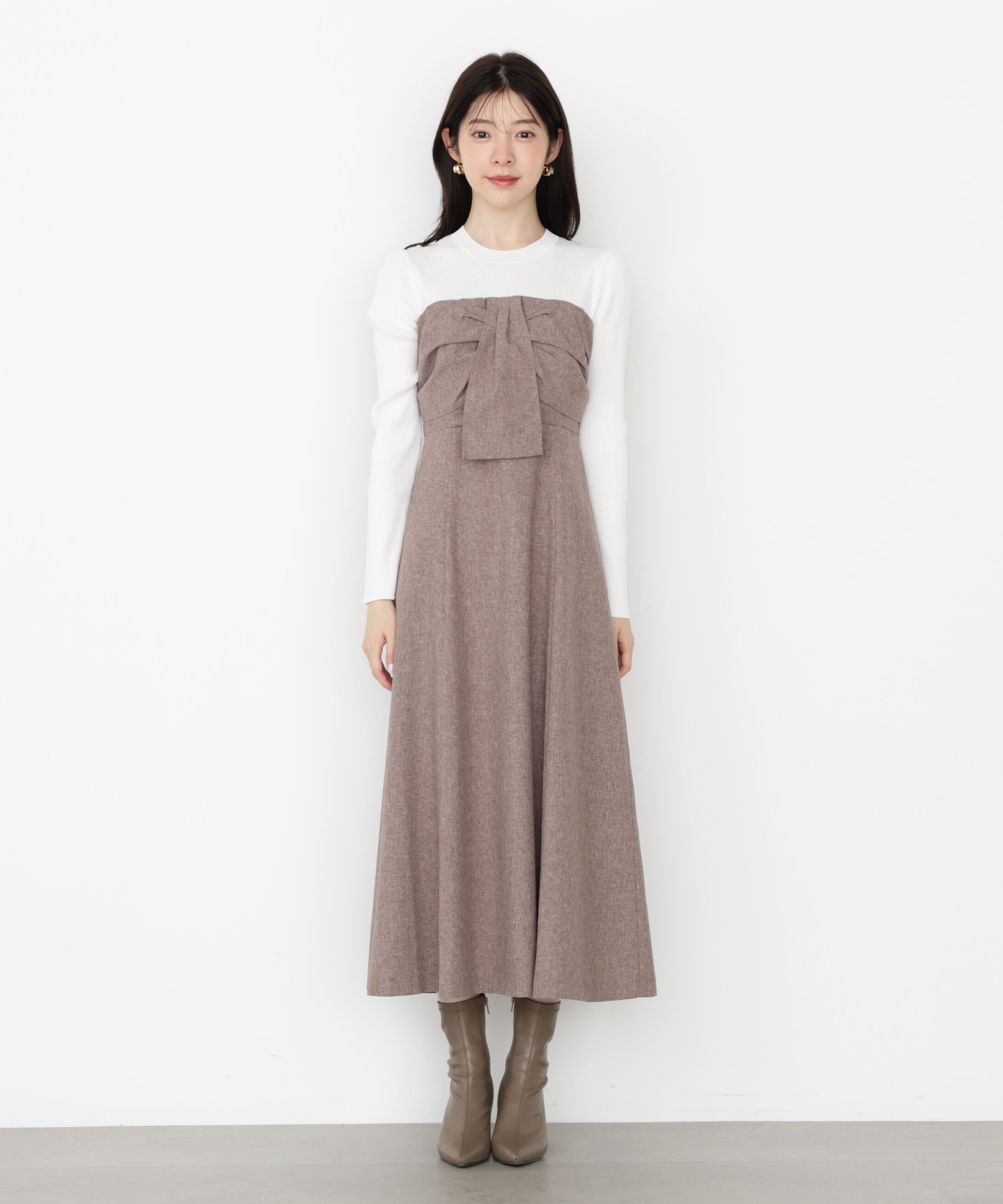PROPORTION BODY DRESSING「フロントリボンドッキングワンピース 25AW」|ワンピース|