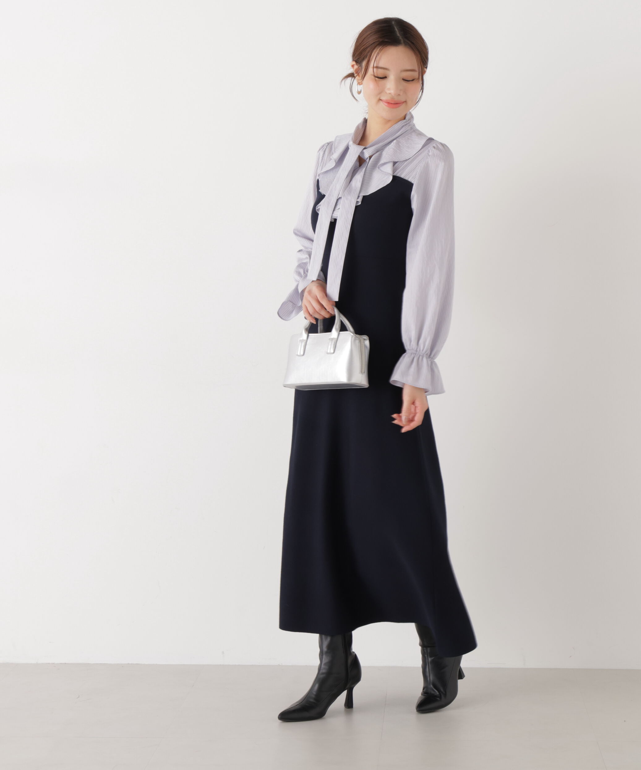 PROPORTION BODY DRESSING「《EDIT COLOGNE》ラッフルタイドッキングワンピース　26SS」|ワンピース|