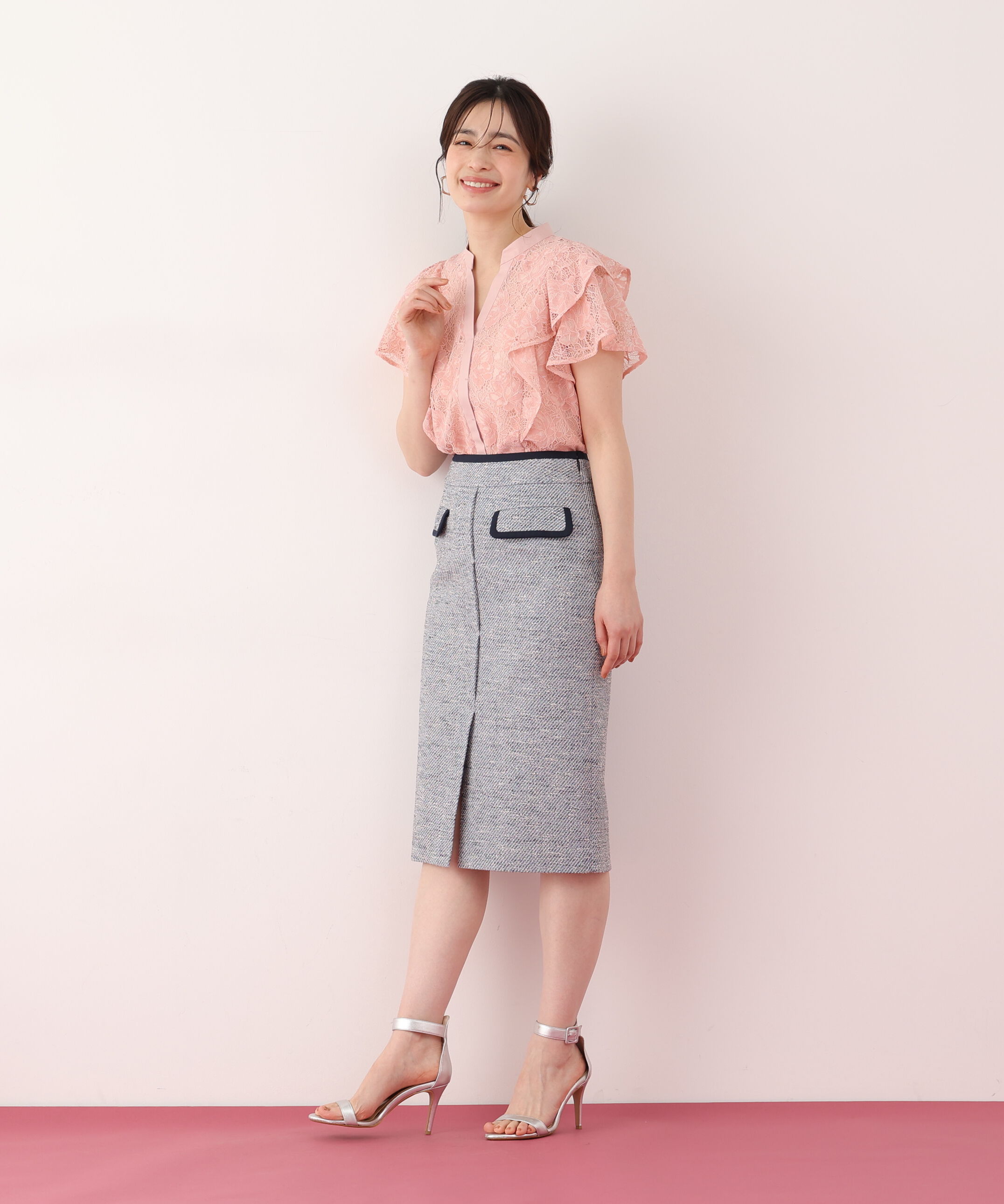  「ミックスツイードパイピングスカート」|スカート|