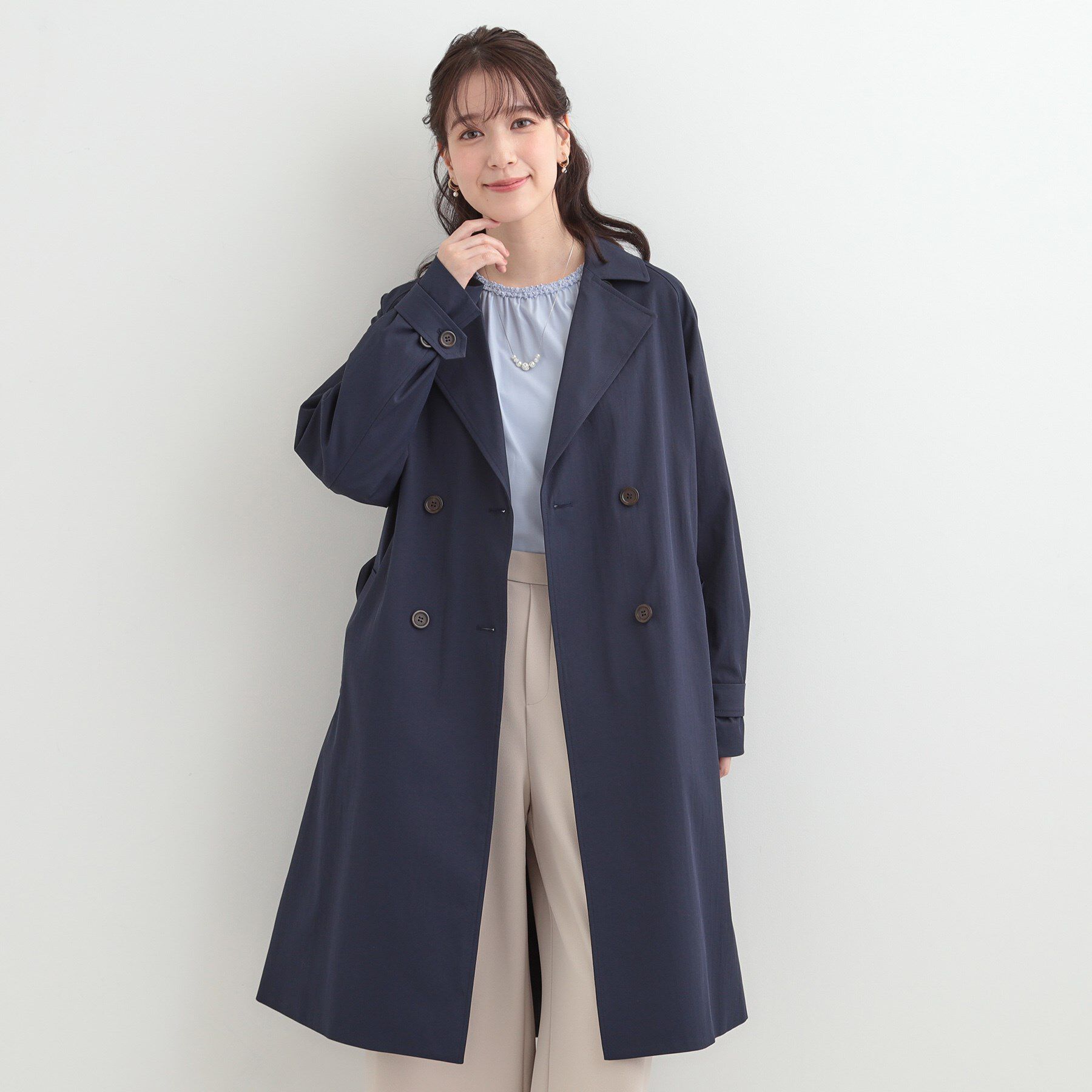 SHOO･LA･RUE「【S-LL/撥水】通勤やお出かけにも活躍 ロングトレンチコート」|トレンチコート|