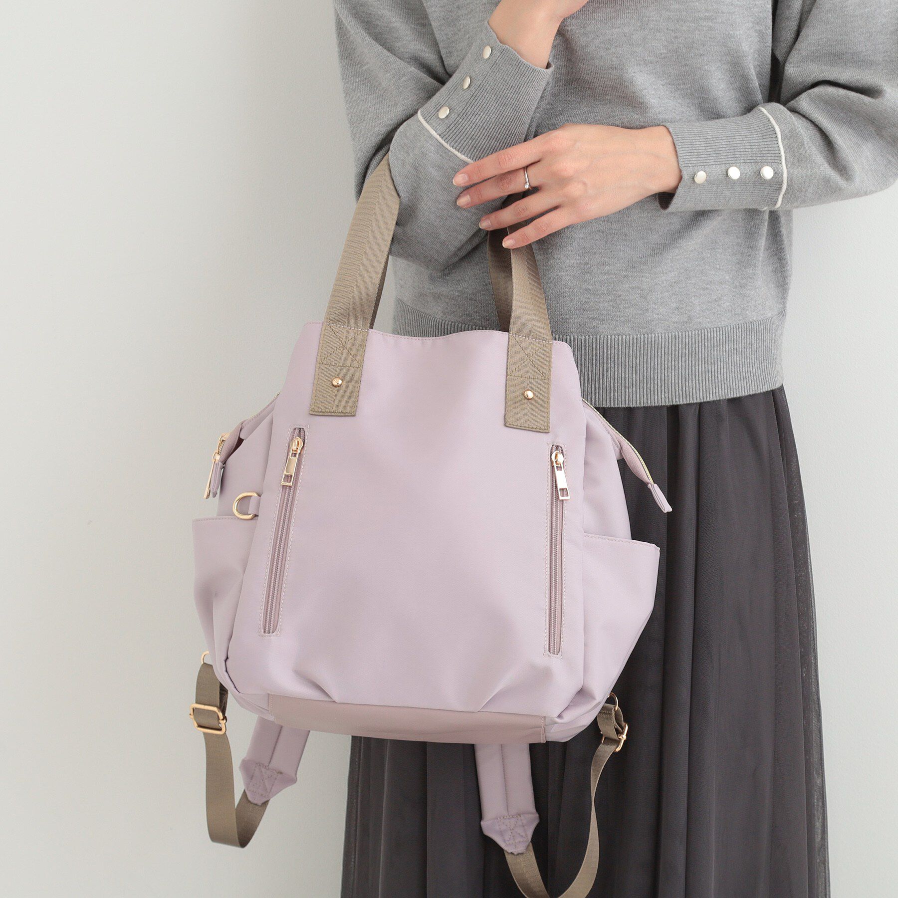 SHOO･LA･RUE「【撥水／2WAY】トートにもなる低反発ベルトの3層リュック」|リュック|