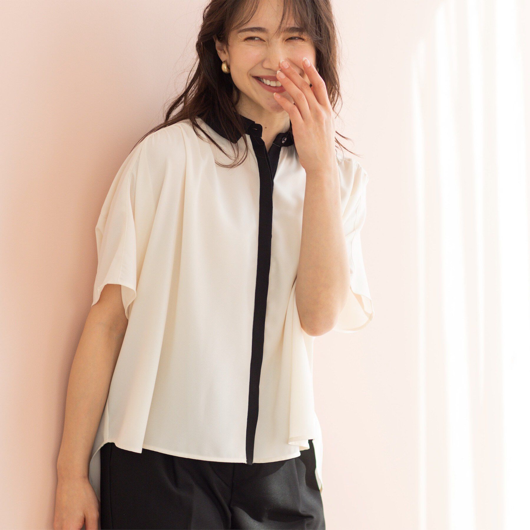 SHOO･LA･RUE「バイカラードルマンブラウス」|シャツ・ブラウス|