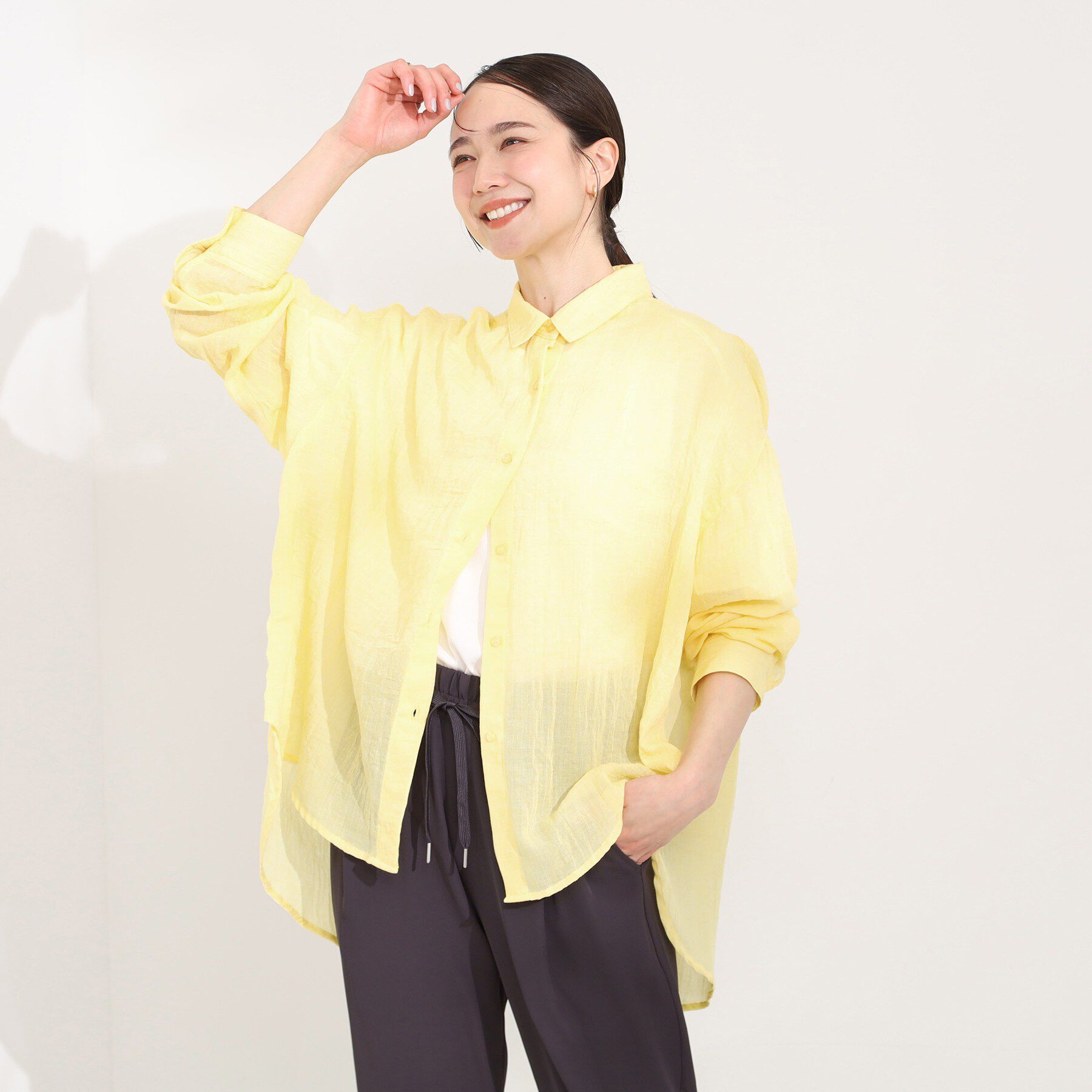 SHOO･LA･RUE「【体型カバー】前後差デザインで即こなれ見え ゆるシルエットシャツ」|シャツ・ブラウス|