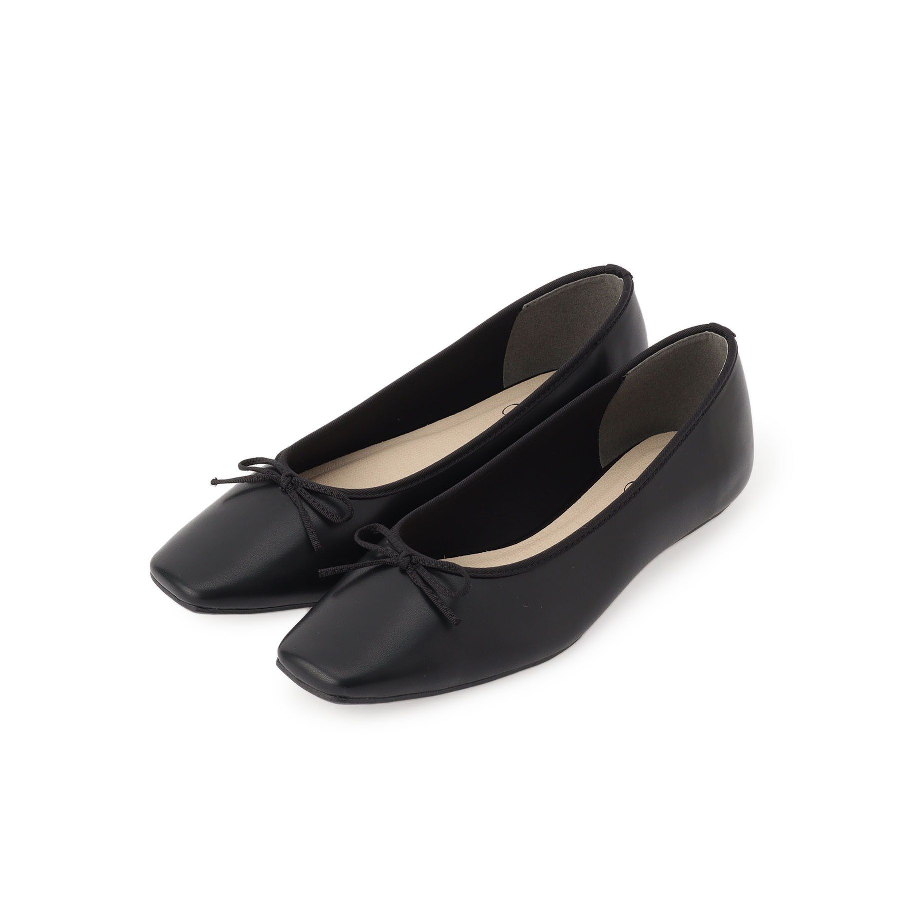 Dessin「レザー調スクエアトゥ  フラットパンプス」|パンプス|ブラック(019)