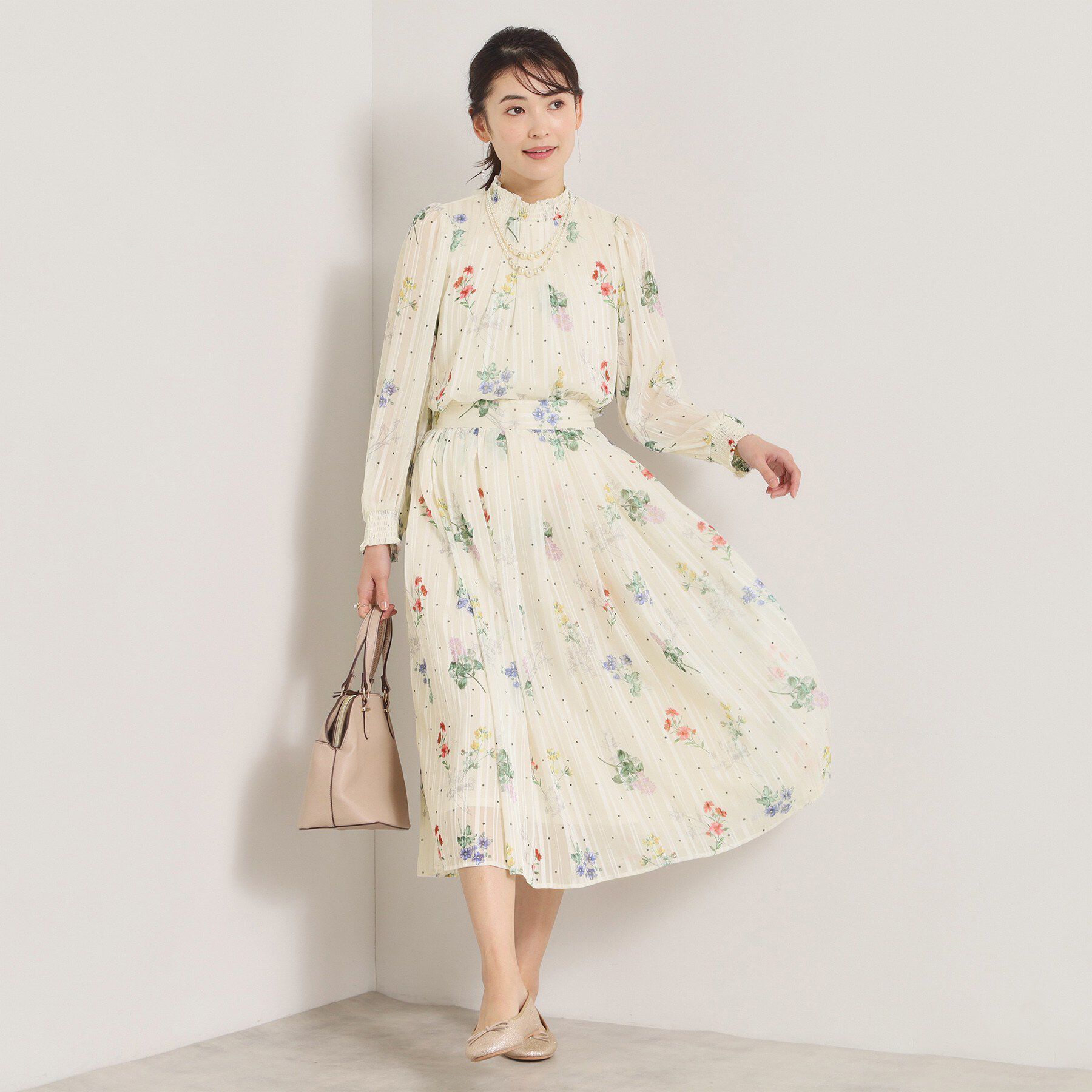 ITS&rsquo;DEMO「【手洗い可／セットアップ可】ラメストライプ花柄スカート」|スカート|