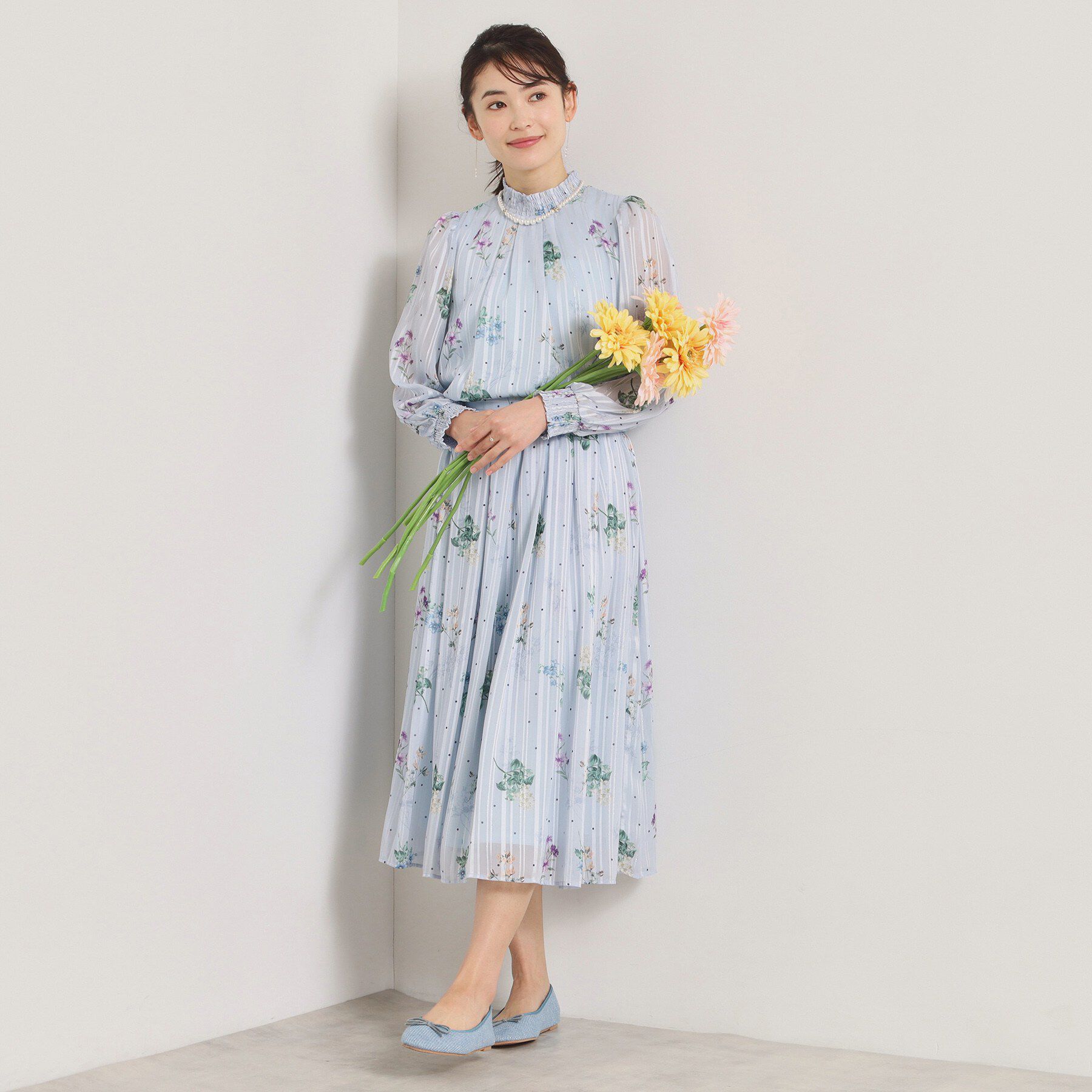 ITS&rsquo;DEMO「【手洗い可／セットアップ可】ラメストライプ花柄スカート」|スカート|