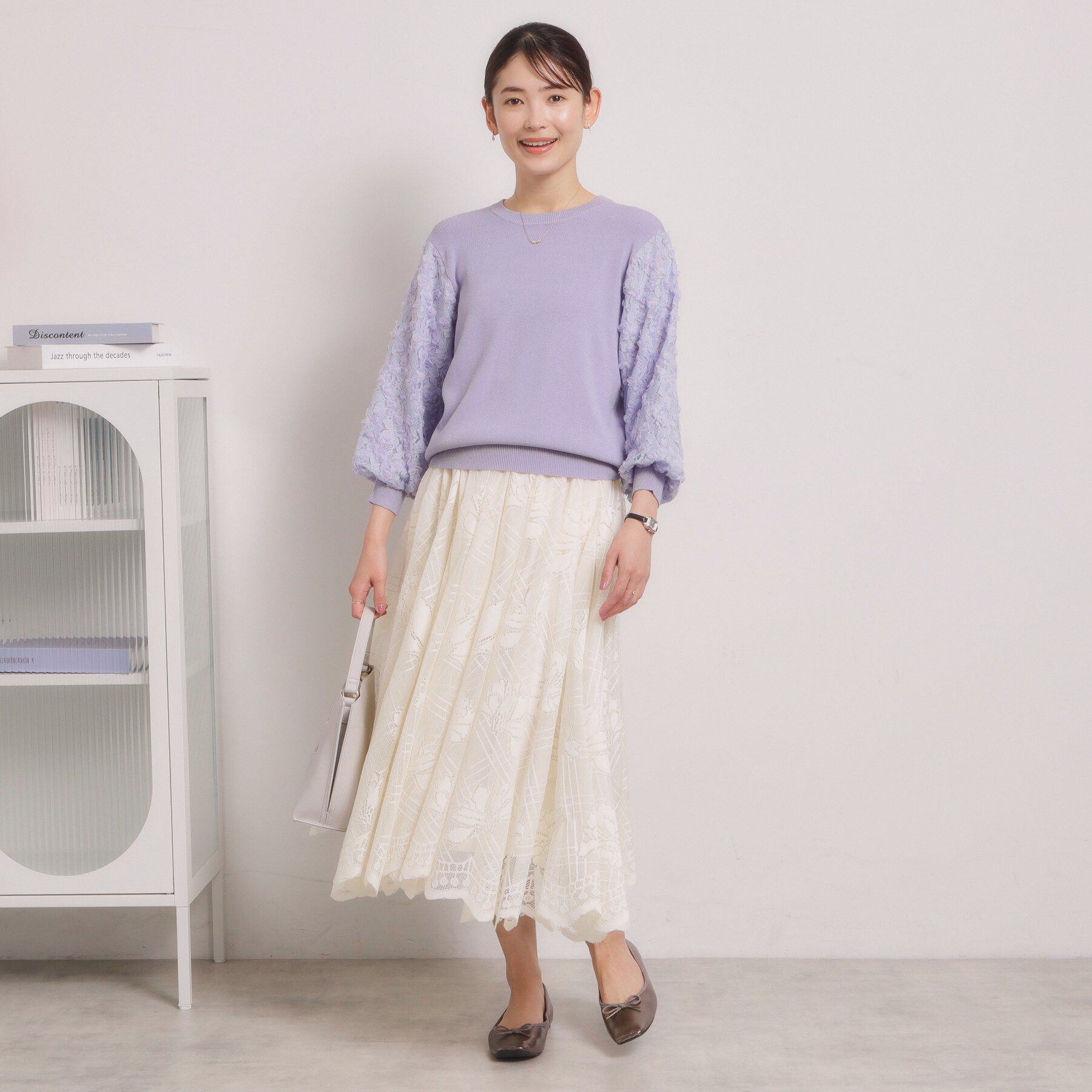 ITS&rsquo;DEMO「【手洗い可】立体チュールレース袖ニット」|ニット・セーター|