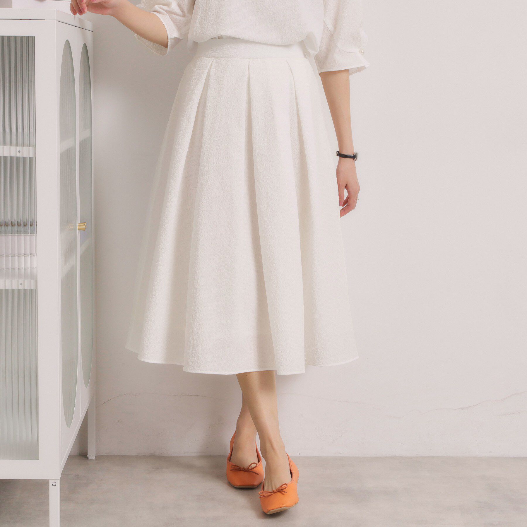 ITS&rsquo;DEMO「【手洗い可／セットアップ可】サッカースカート」|スカート|オフホワイト(003