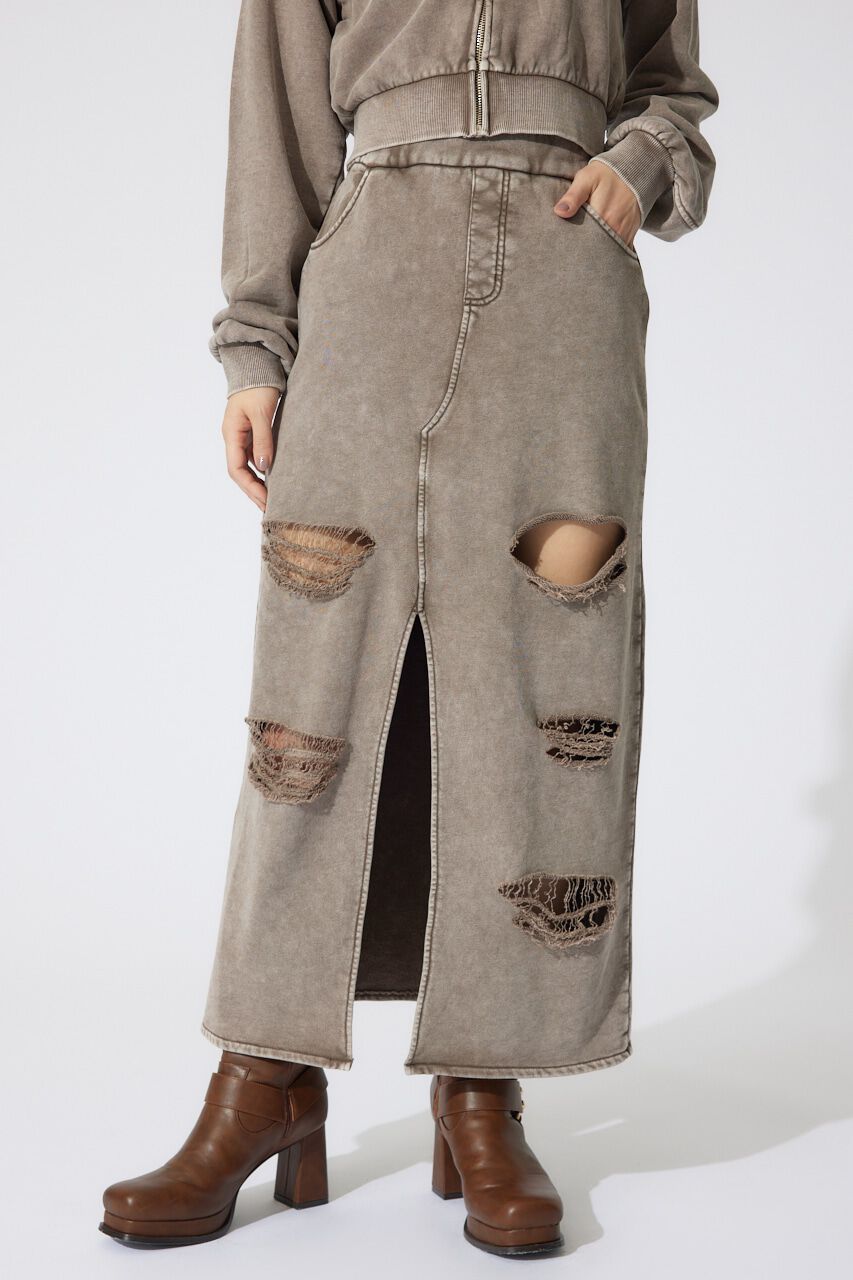 rienda「クラッシュスウェットジャストウエストスカート」|スカート|