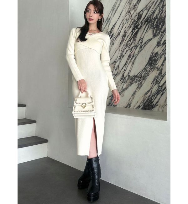 RESEXXY「ダブルクロスニットワンピース」|ワンピース|