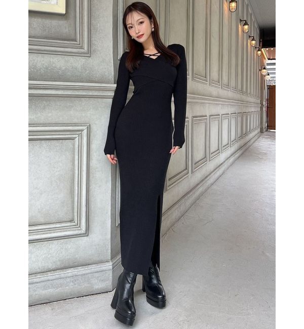 RESEXXY「ダブルクロスニットワンピース」|ワンピース|